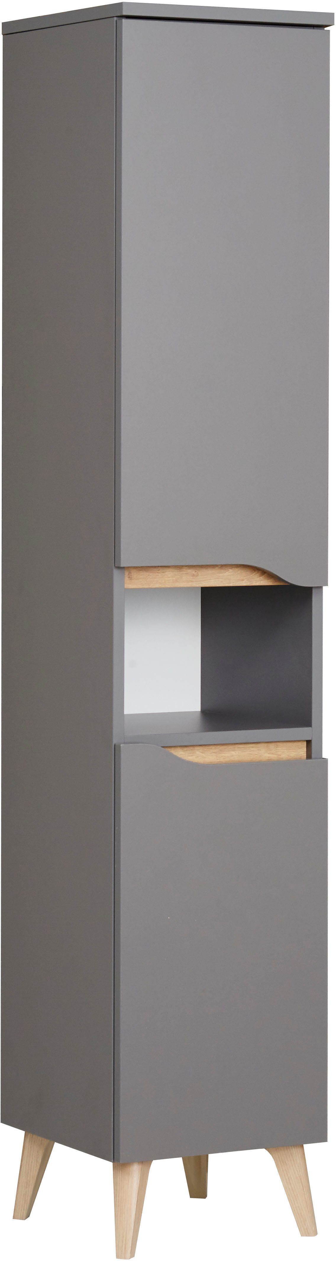 Saphir Badkamerserie Quickset 3-delig, wastafelonderkast met led-spiegel met halfhoge kast, inclusief deurdemper, 4 deuren, 1 nis, badkameraccessoireset (3-delig)