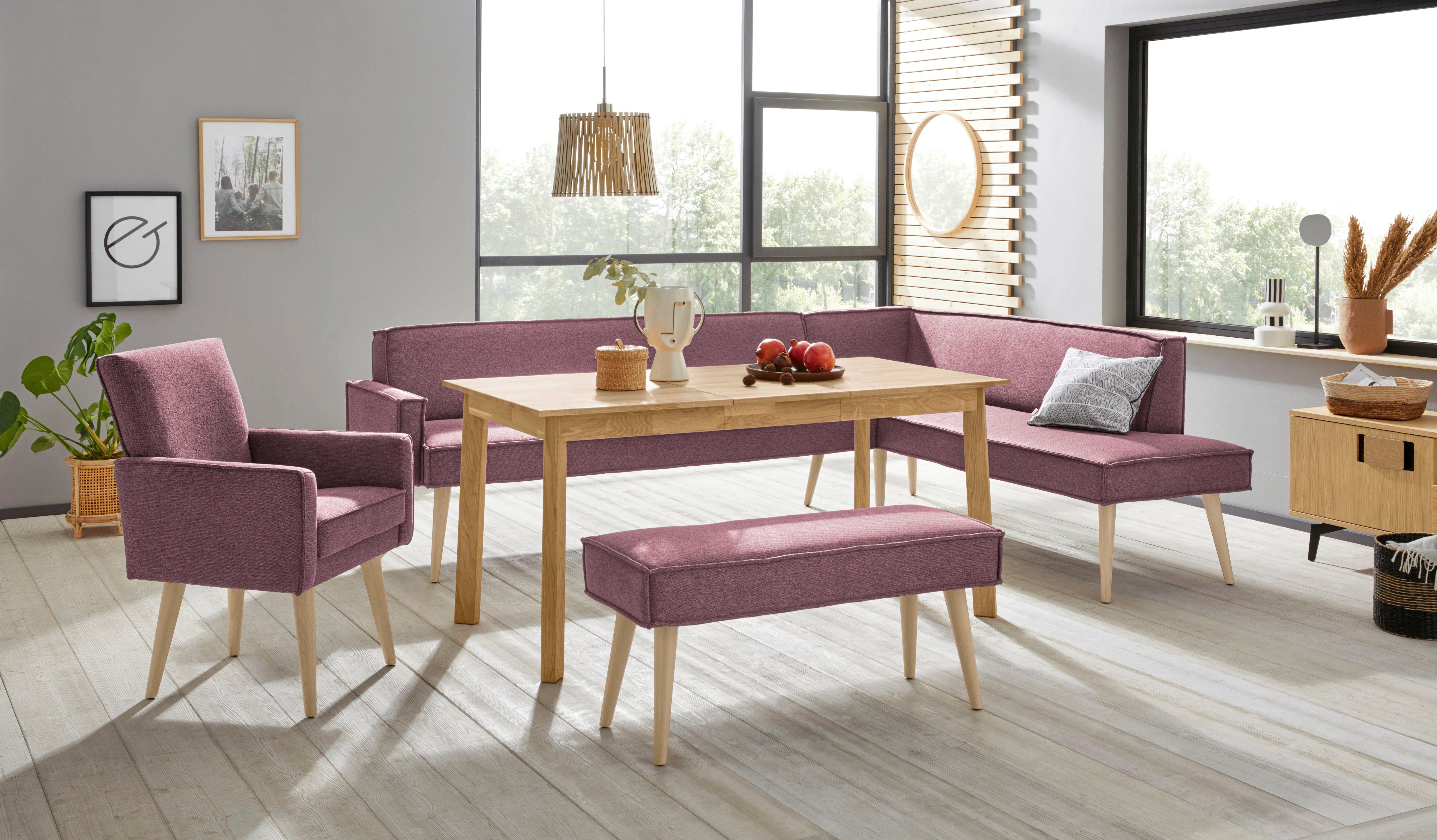 exxpo - sofa fashion Hoekbank Lungo, moderne paspelnaad, comfortabel en elegant, hoge houten voet
