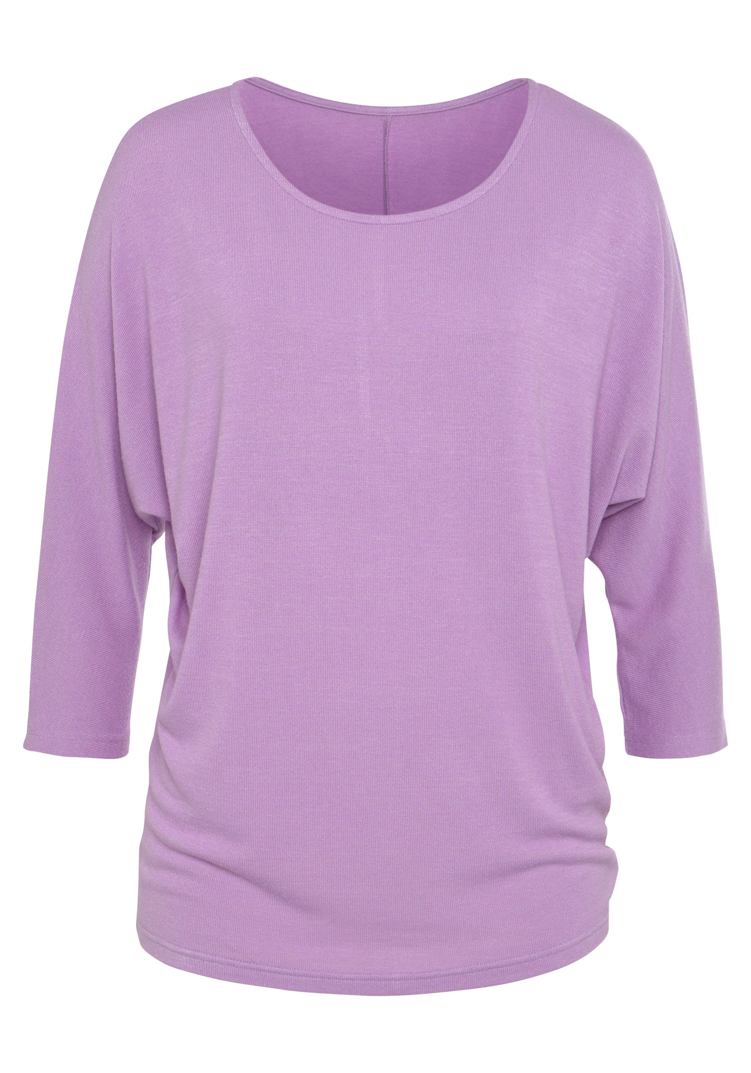 Lascana Shirt met 3 4-mouwen Met vlindermouwen van zachte fijn gebreide kwaliteit met viscose (1-delig)