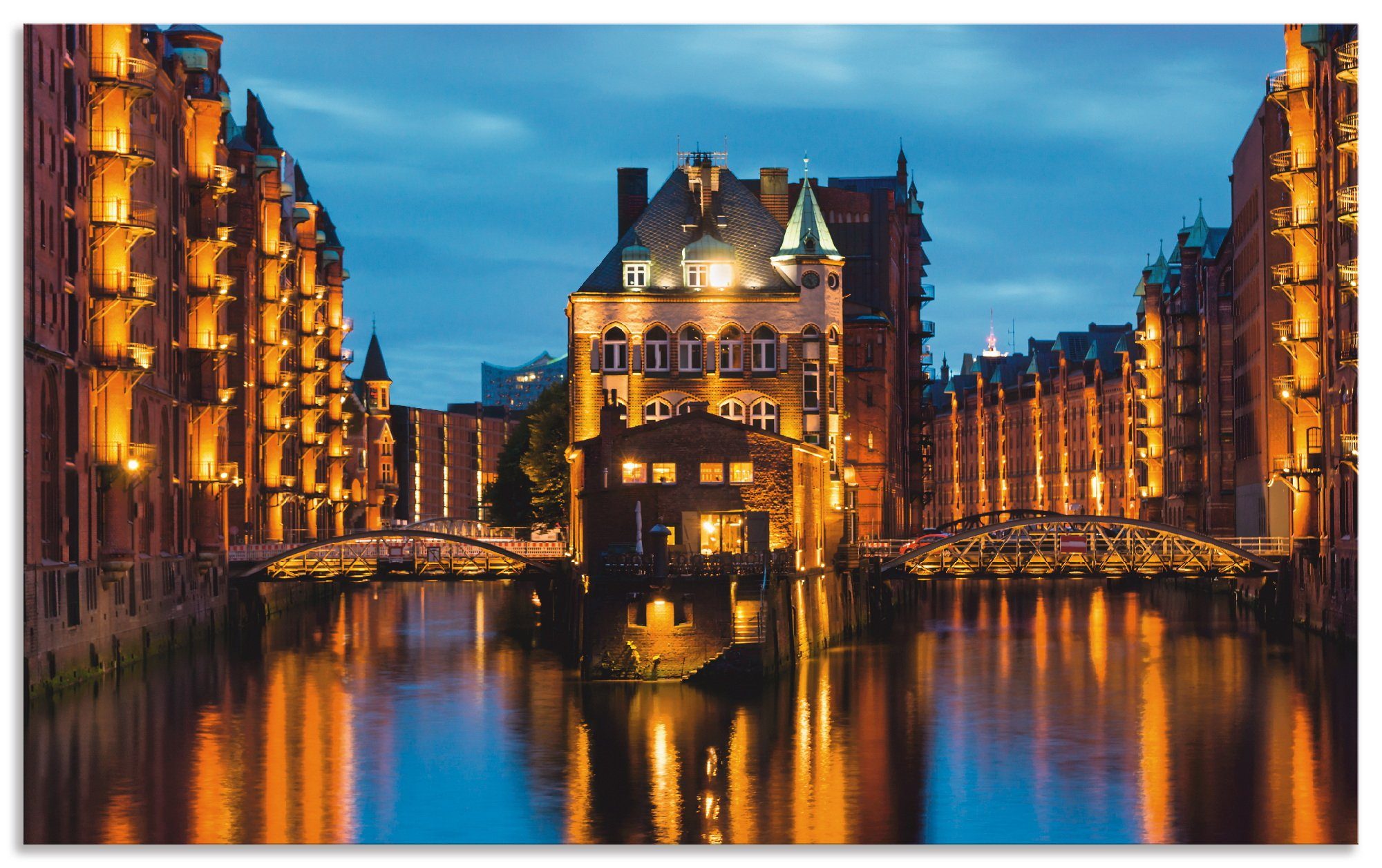 Artland Keukenwand Deel van de oude Speicherstadt in Hamburg zelfklevend in vele maten - spatscherm keuken achter kookplaat en spoelbak als wandbescherming tegen vet, water en vuil