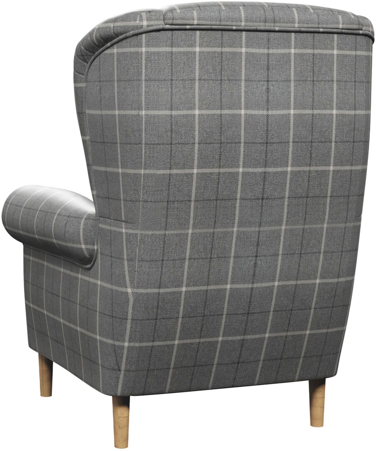 Home affaire Oorfauteuil OSTIANO BxDxH: 80x82x98 cm, fauteuil Uniek stuk, dikke gebogen armleuningen, effen en geruit