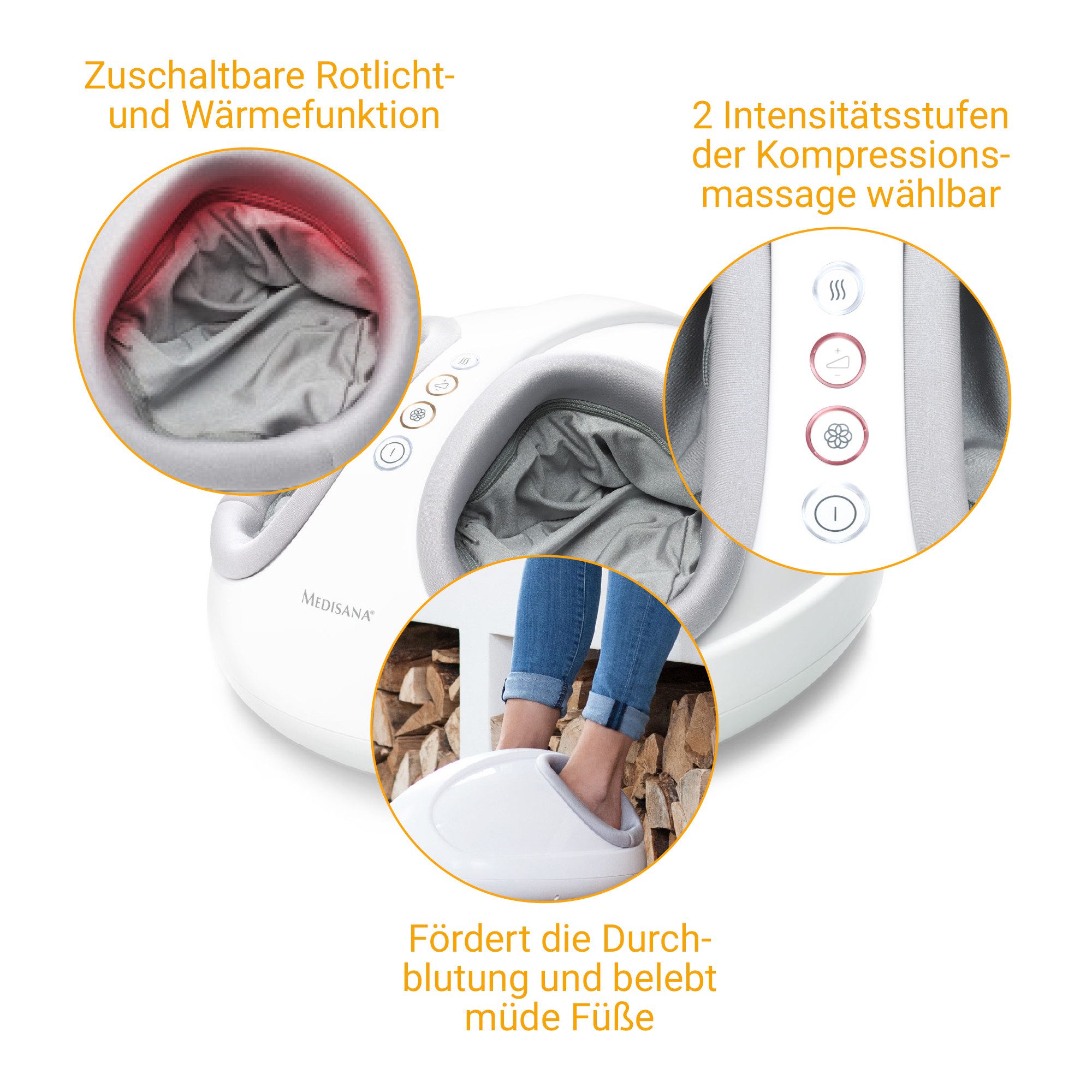Medisana Voetmassage apparaat FM 888 Shiatsu-massage, compressiemassage, comfortabel tot schoenmaat 46