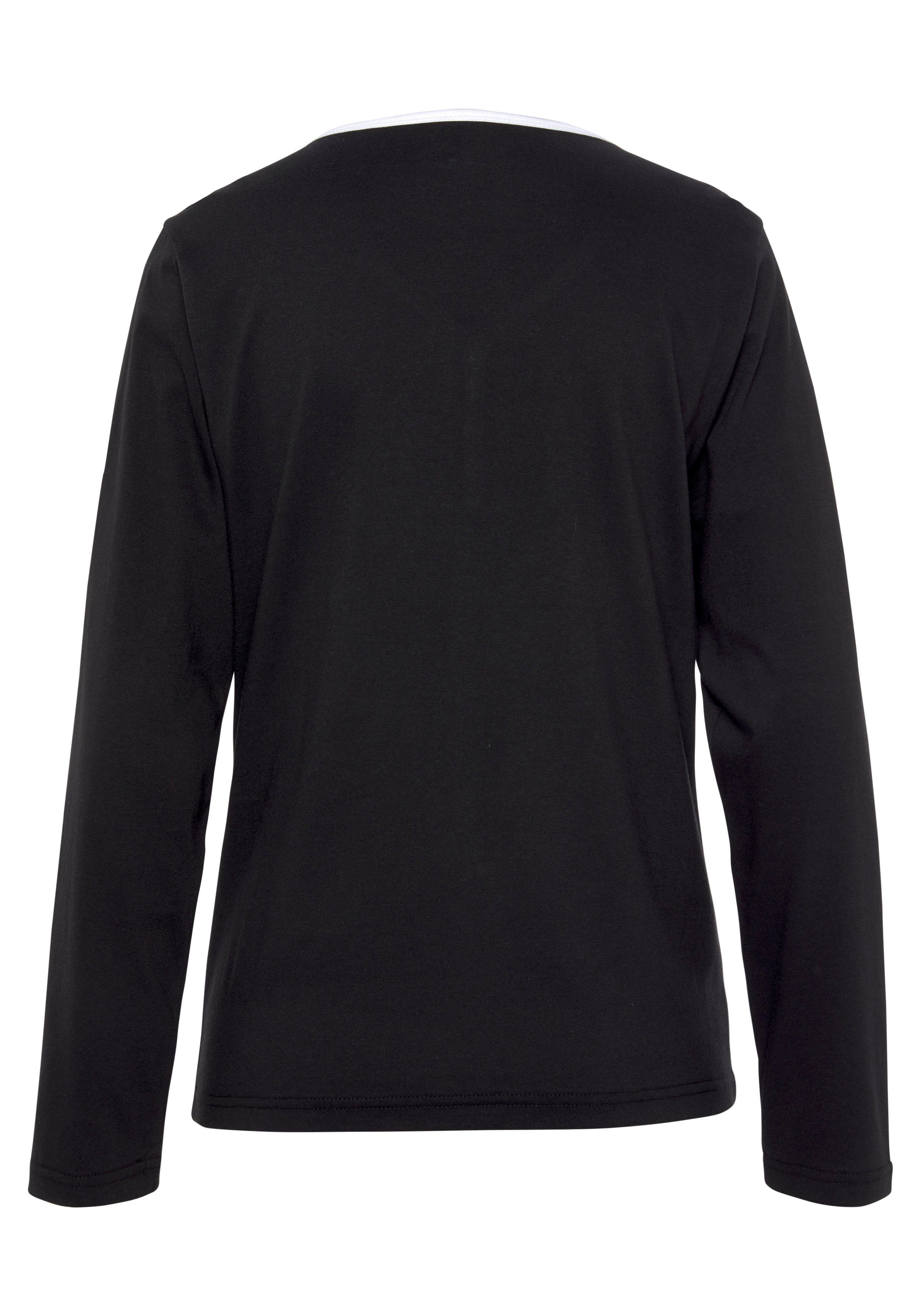 Vivance Dreams Pyjama top met paspel en korte decoratieve knoopsluiting