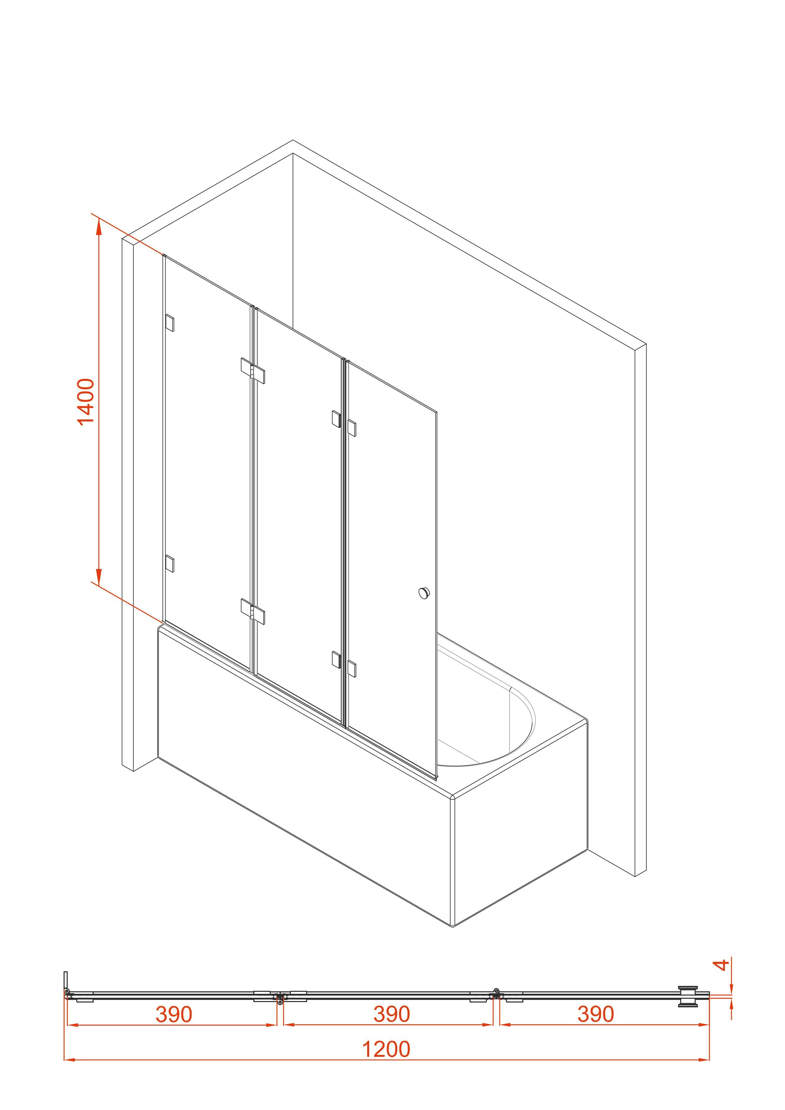 Marwell Badscherm Gallery Breedte: 80 cm, 100 cm x 3 cm (1-delig)