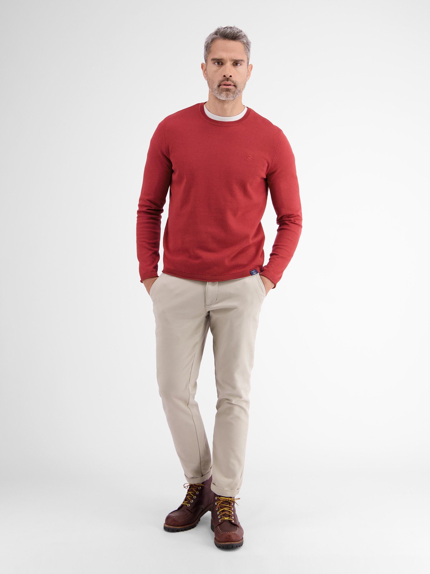 Lerros Gebreide trui LERROS ronde hals pullover, vlakbrei