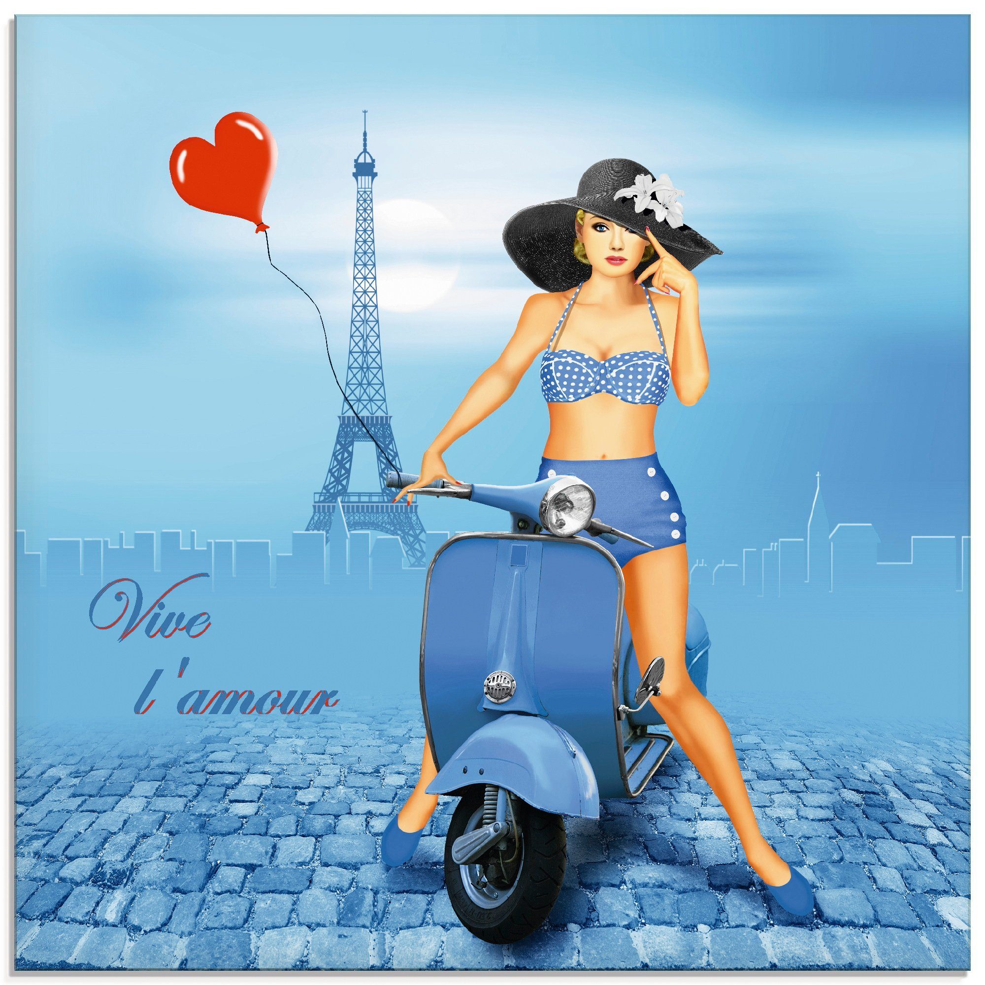 Artland Print op glas Lang leve de liefde in verschillende maten glazen artprint blauw