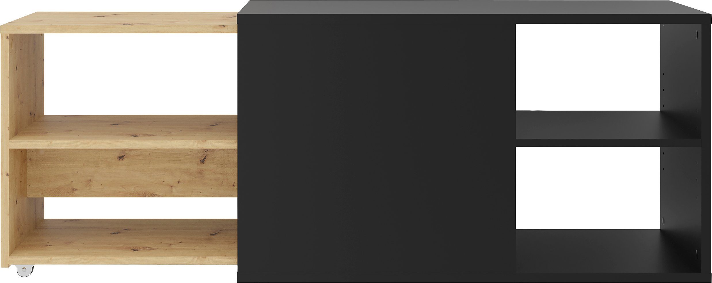 FMD Tv-kast met 2 open vakken 133,5x39,9x49,2 cm zwart & artisan eiken