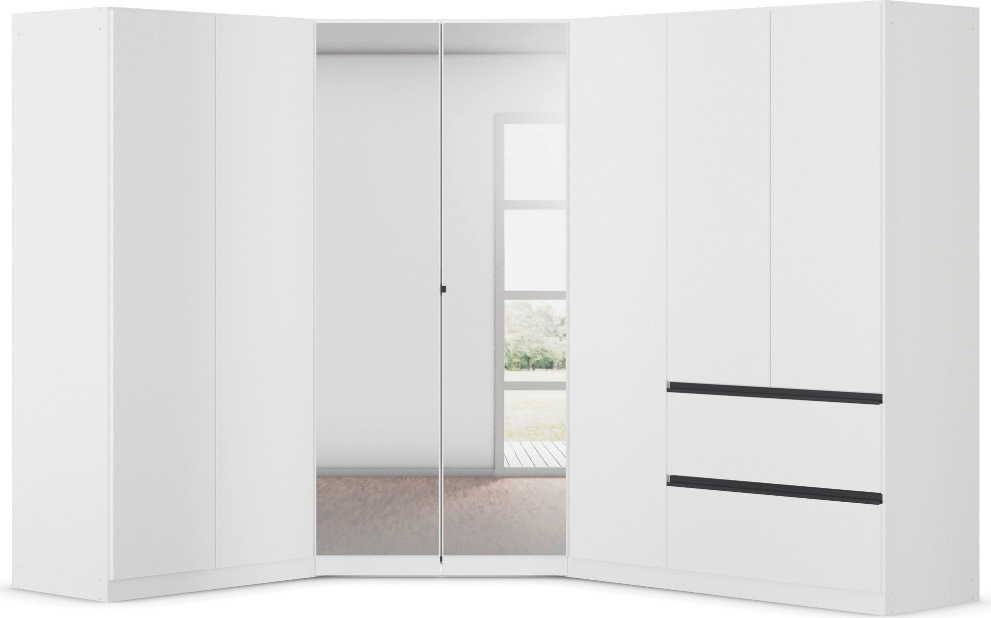 rauch Kastenset Kledingkast kast garderobe waskast COSTA met spiegel veel ruimte, greeploze front en push-to-open functie made in germany