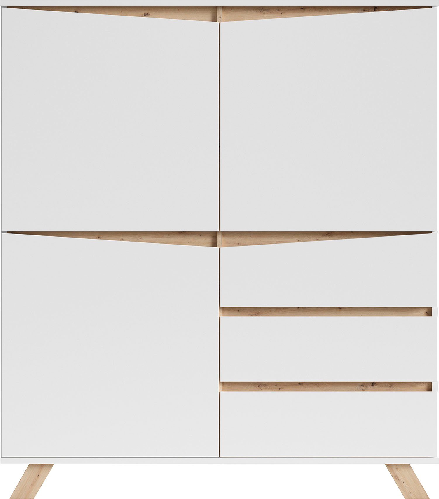 INOSIGN Highboard VALENTIN , breedte 120 cm, hoogte 142 cm, in matwit