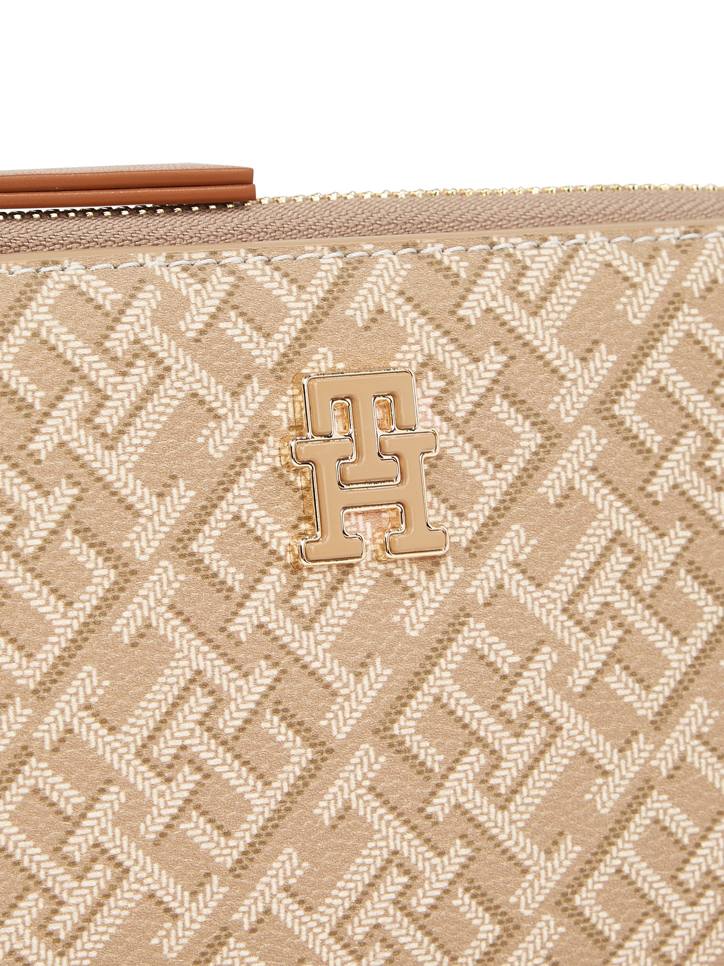 Tommy Hilfiger Portemonnee TH MONOPLAY LEATHER MED 7 WALLET , dames portemonnee met allover logoprint