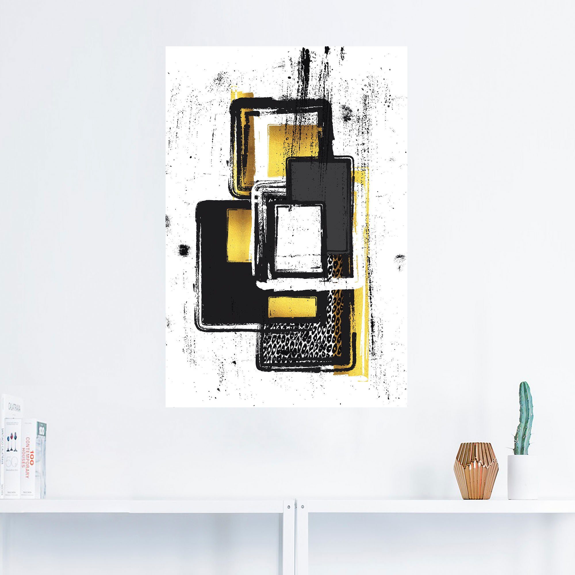 Artland Artprint Abstracte schilderkunst Nr. 3 goudkleur als artprint op linnen, poster, muursticker in verschillende maten