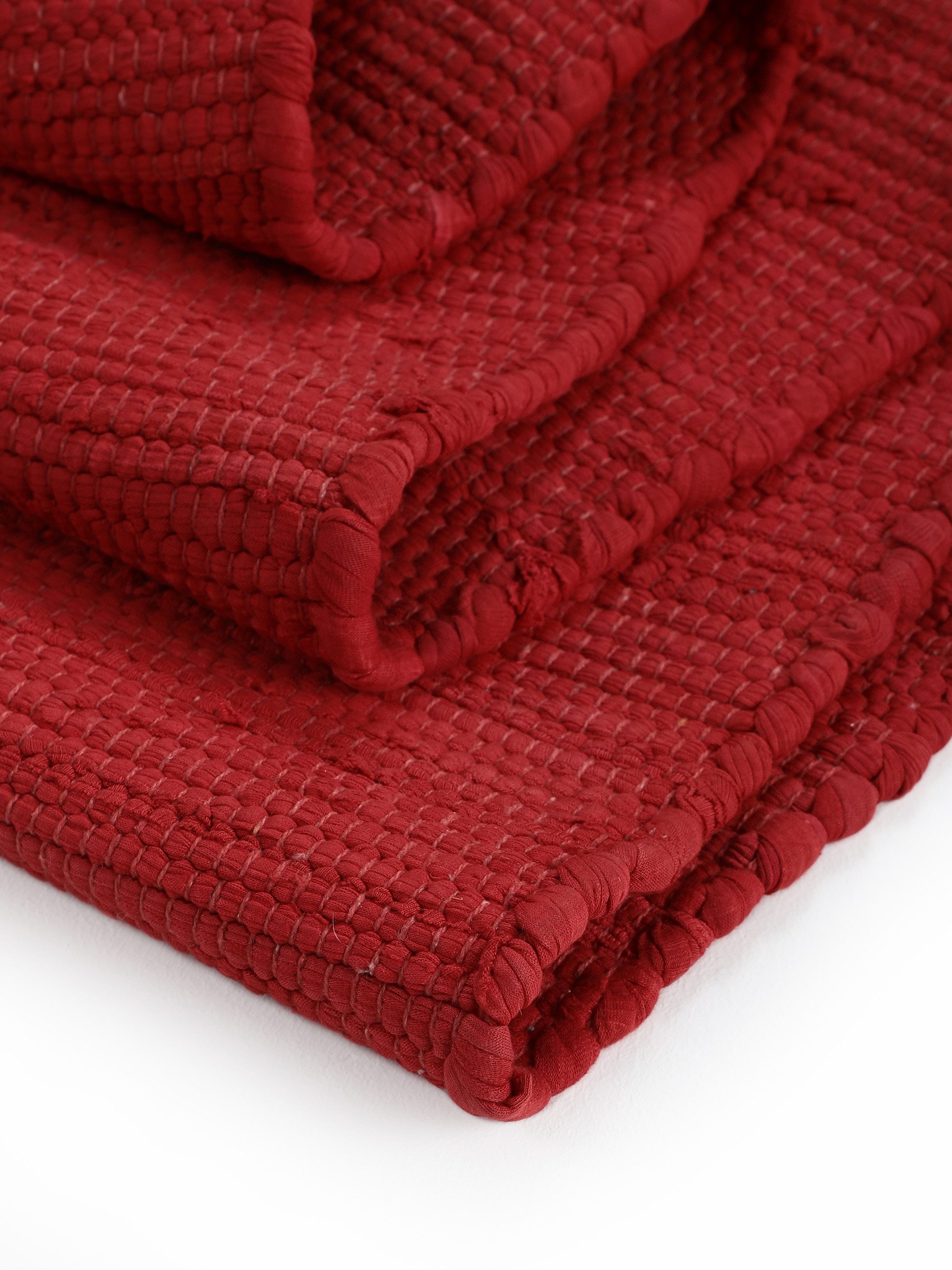 carpetfine Vloerkleed Kelim Chindi uni Tweezijdig te gebruiken kleed, puur katoen, met de hand geweven, unikleuren, met franje