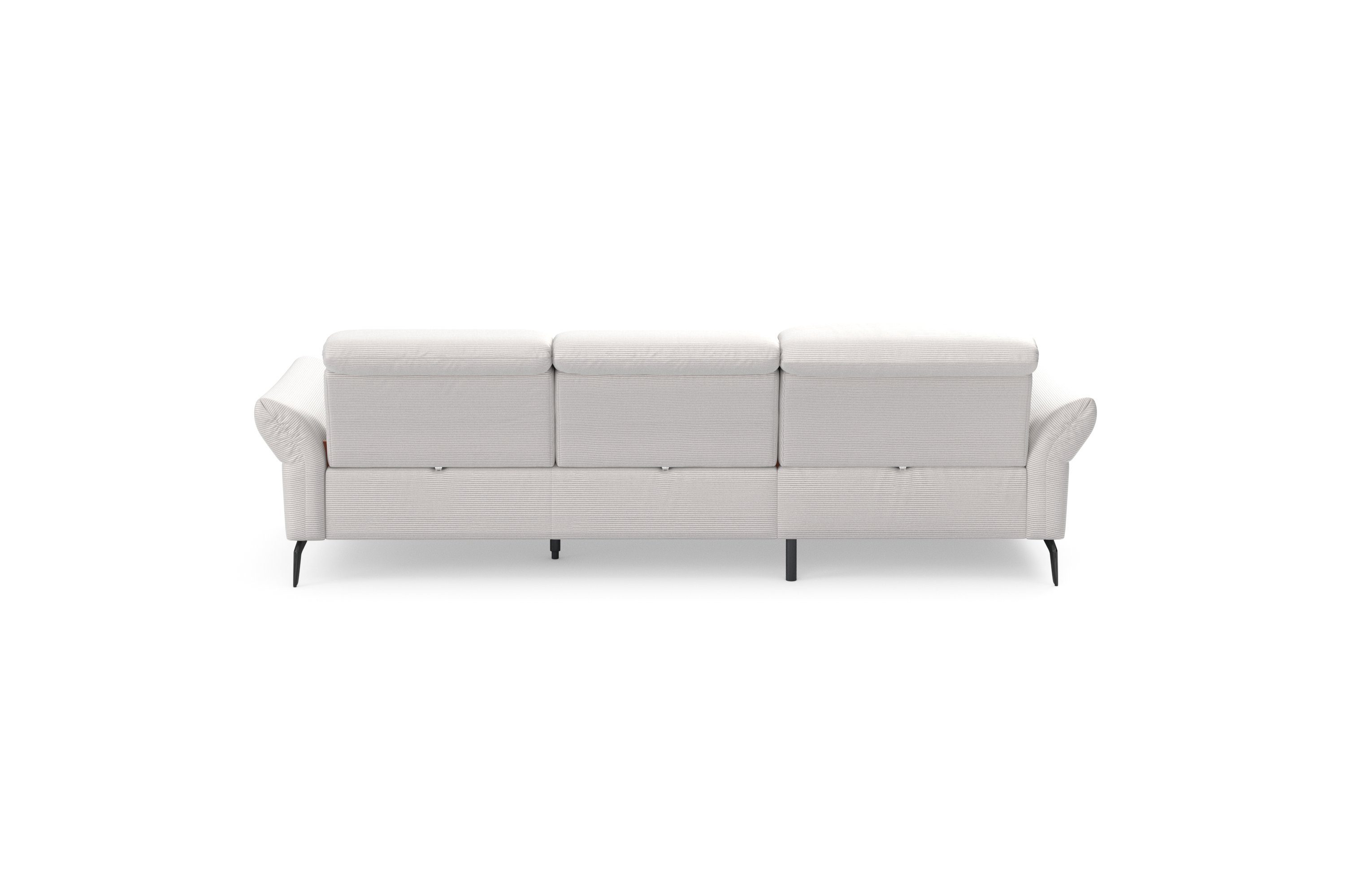 INOSIGN Hoekbank Coco L-vorm Verstelbare zitdiepte, armleuning en hoofdeind, cordbekleding, poothoogte 15 cm