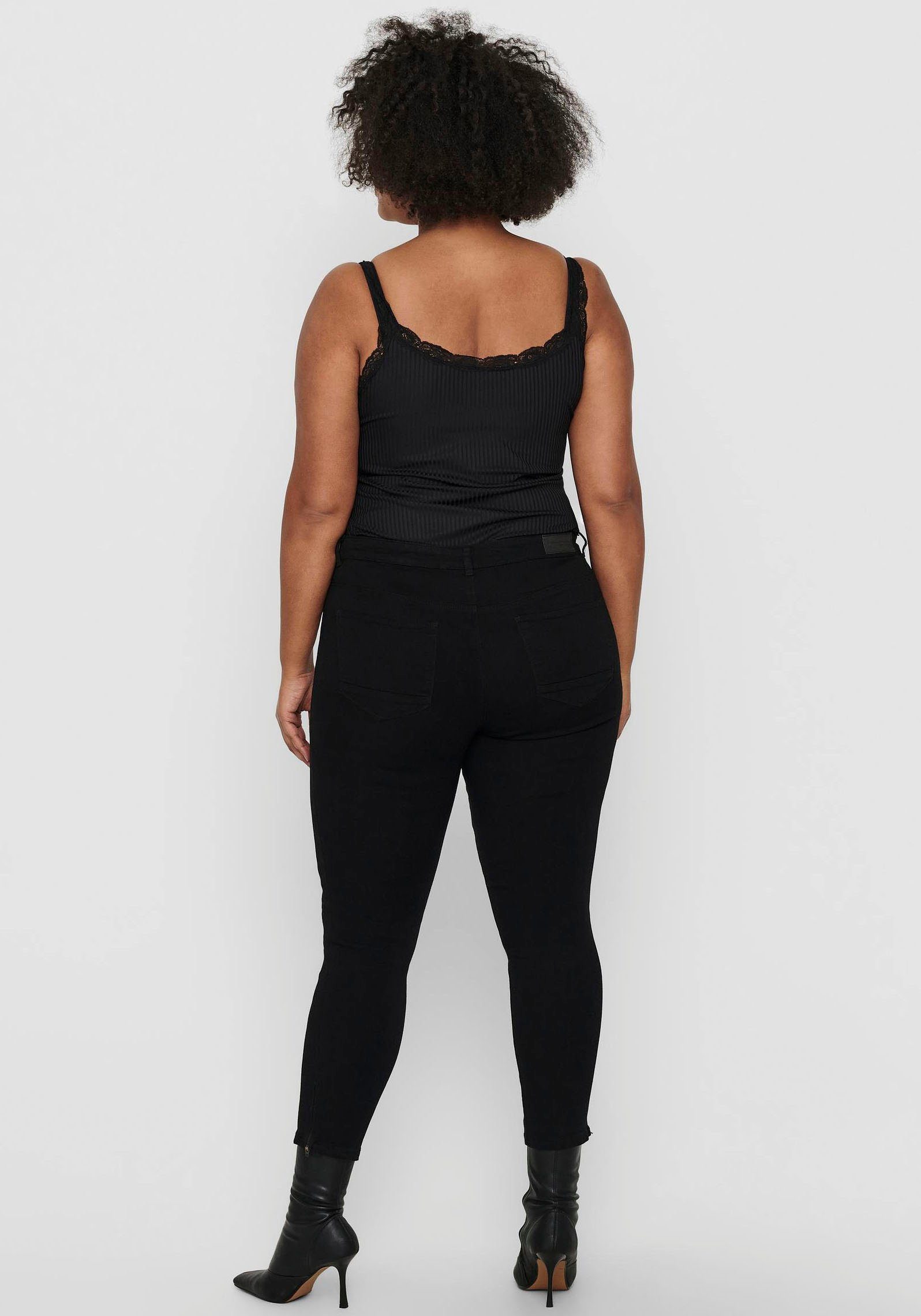 ONLY CARMAKOMA Skinny fit jeans CARKARLA REG SK ANKLE ZIP JNS met ritssluiting onder in de pijpen