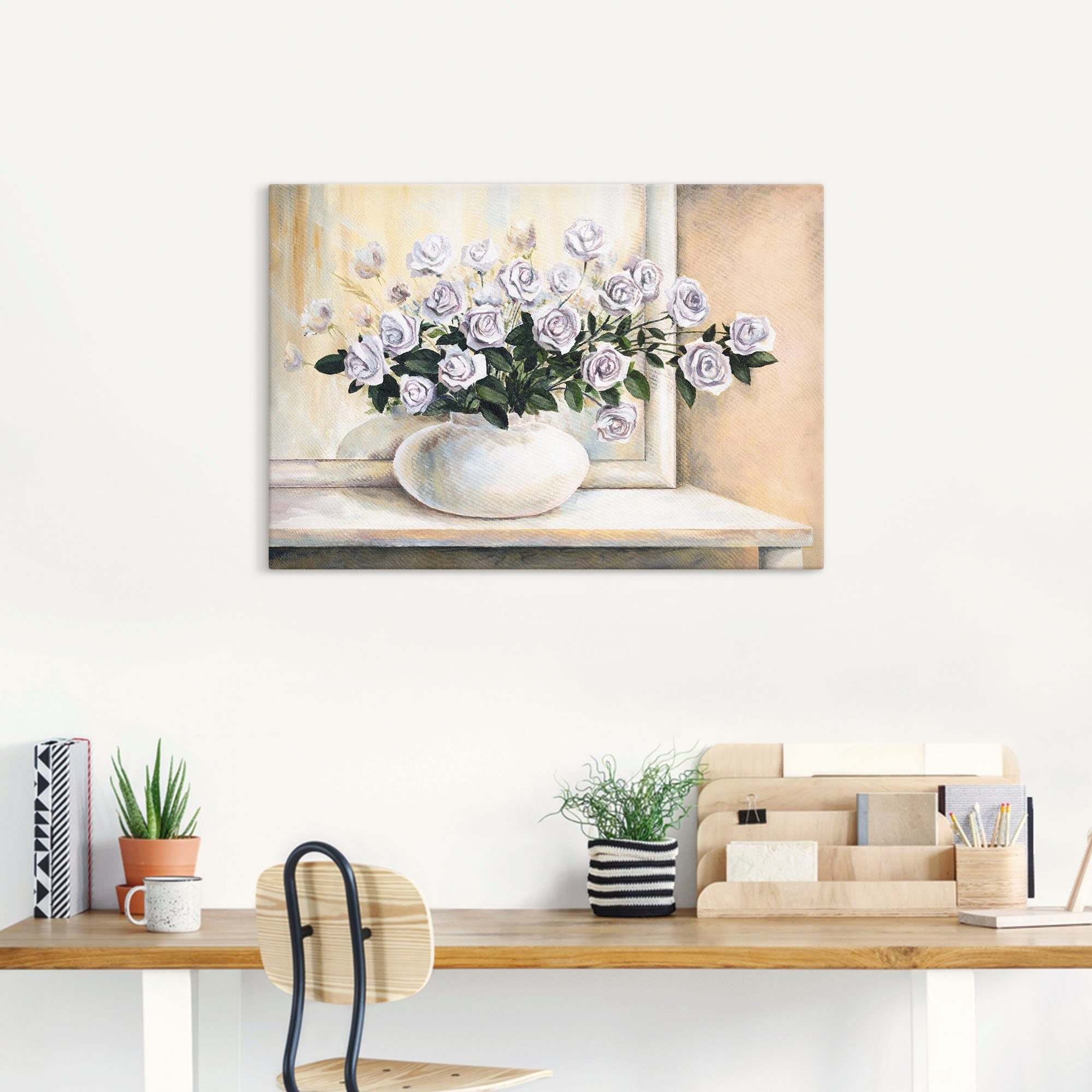 Artland Artprint op linnen Rozen op tafel II gespannen op een spieraam