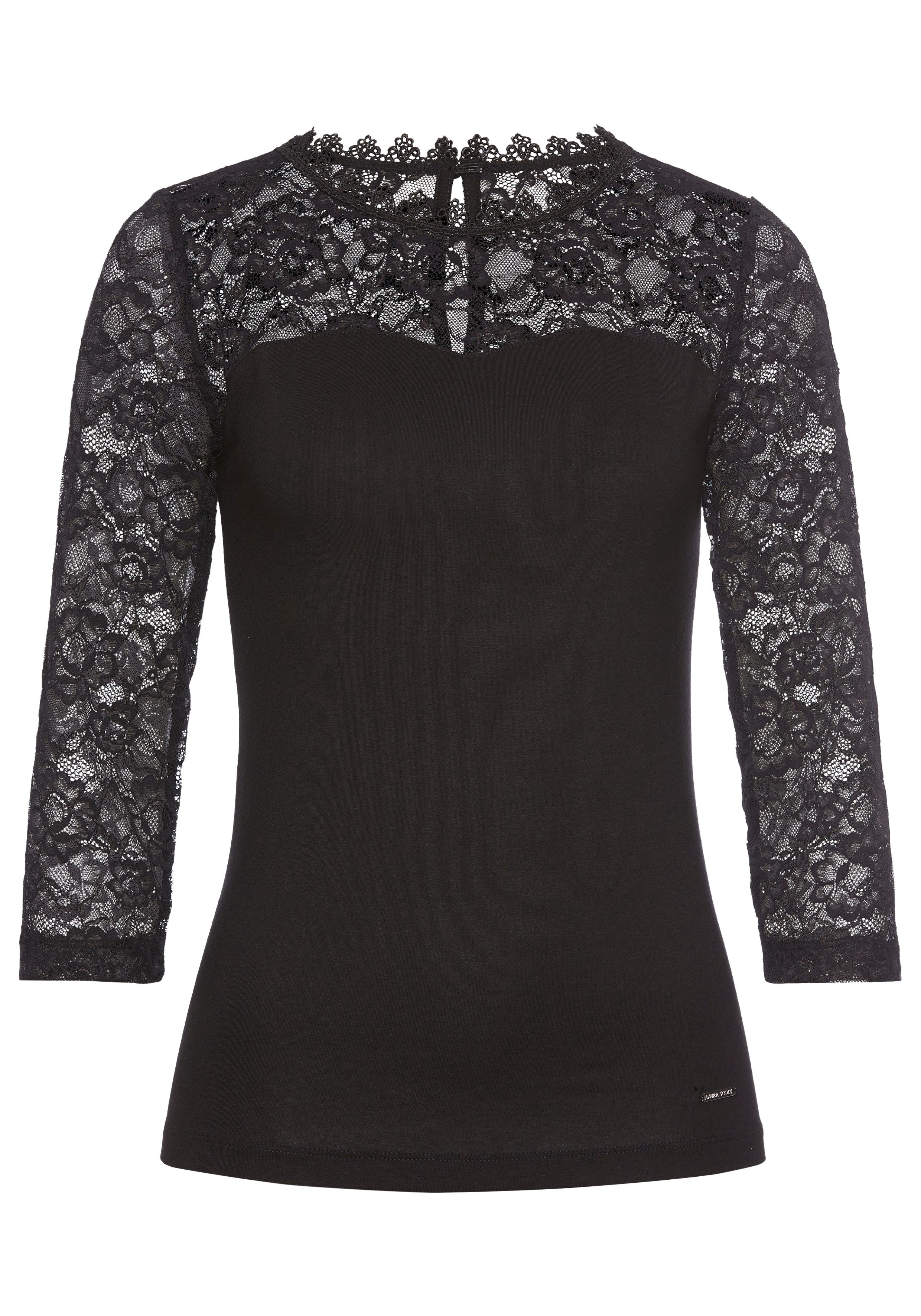 Laura Scott Kanten shirt met 3/4-mouwen - nieuwe collectie