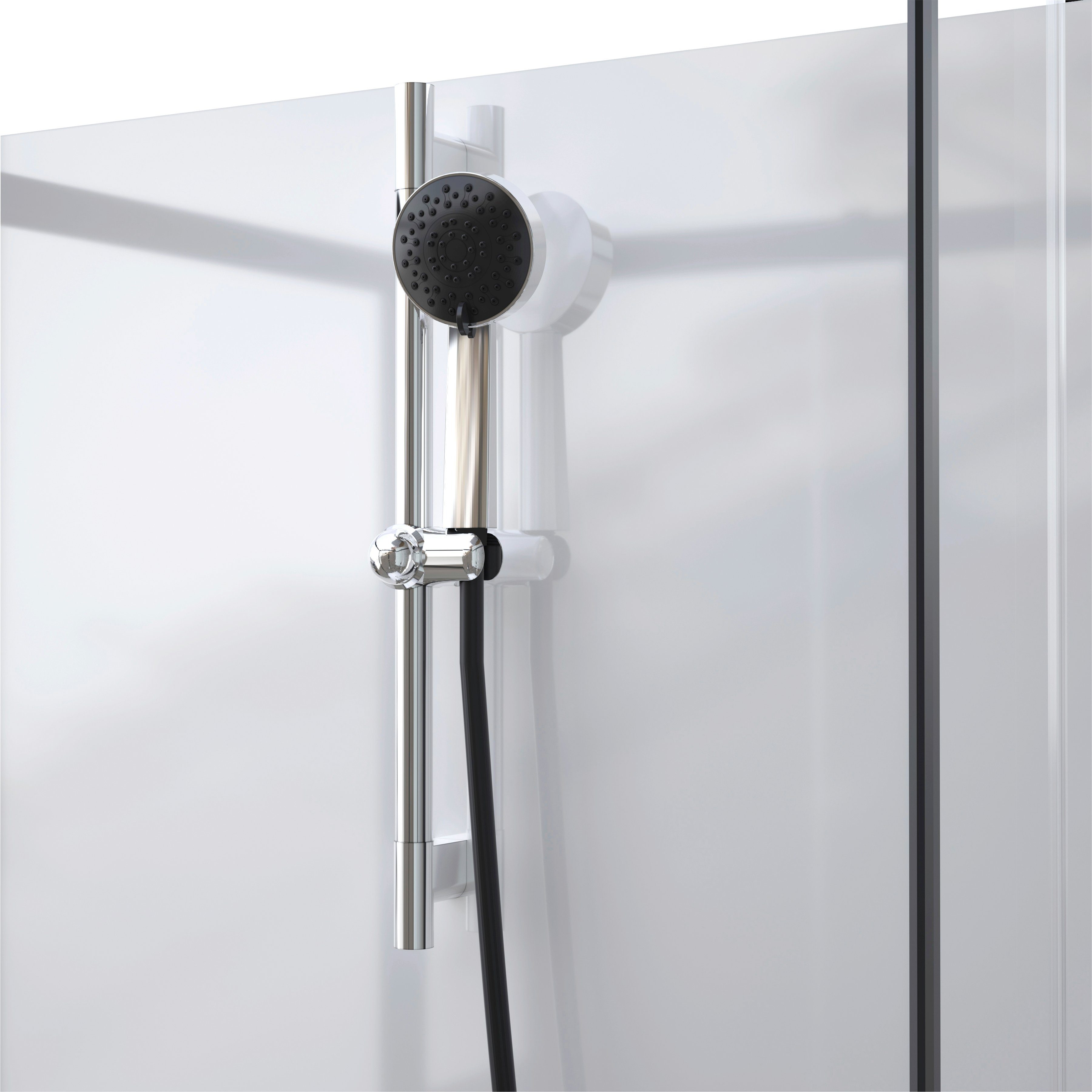 Marwell Complete douche Black and White inclusief kranen, 110 cm x 80 cm