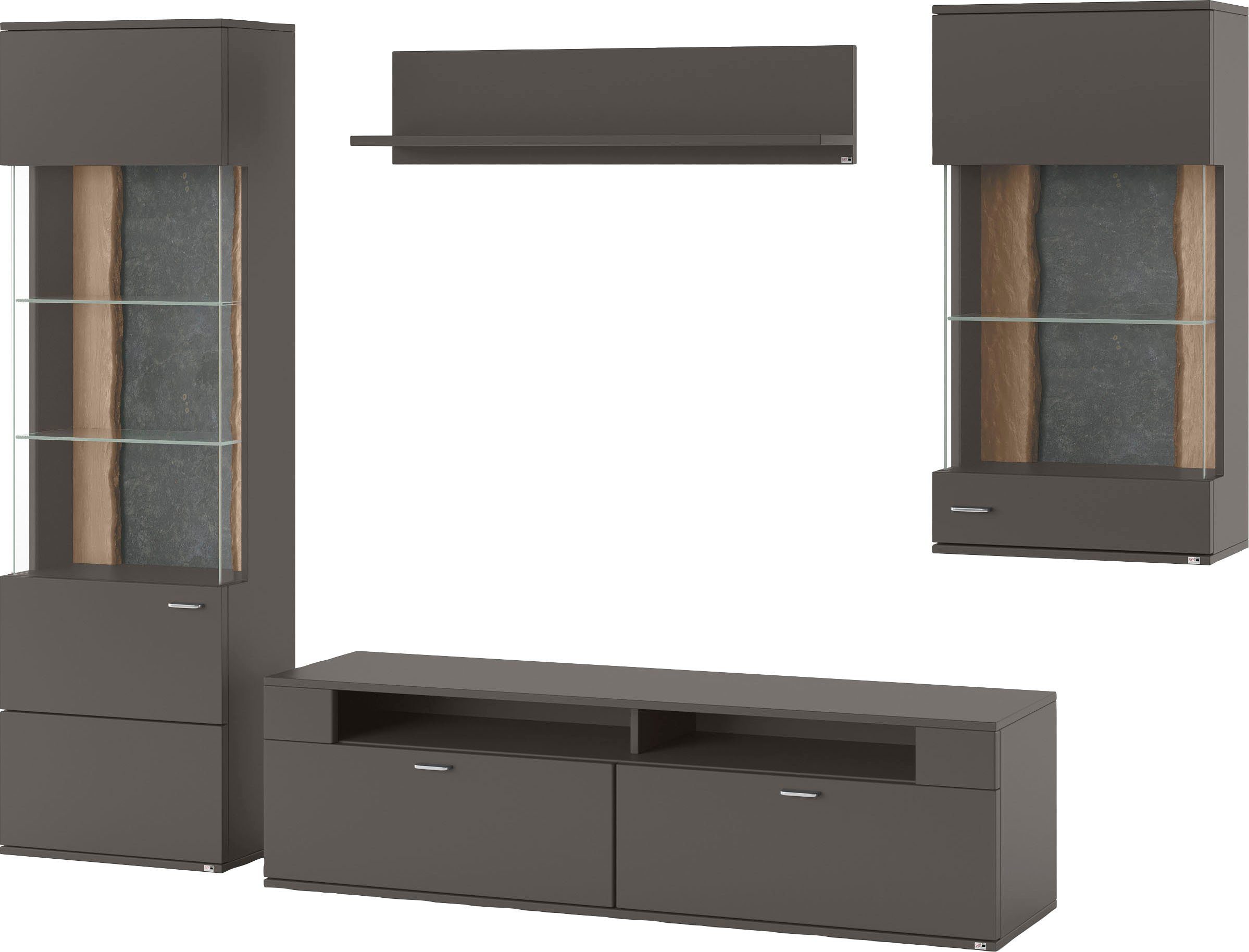set one by Musterring Wandmeubel Tacoma Type 04, met hangende vitrinekast (set, 4-delig)