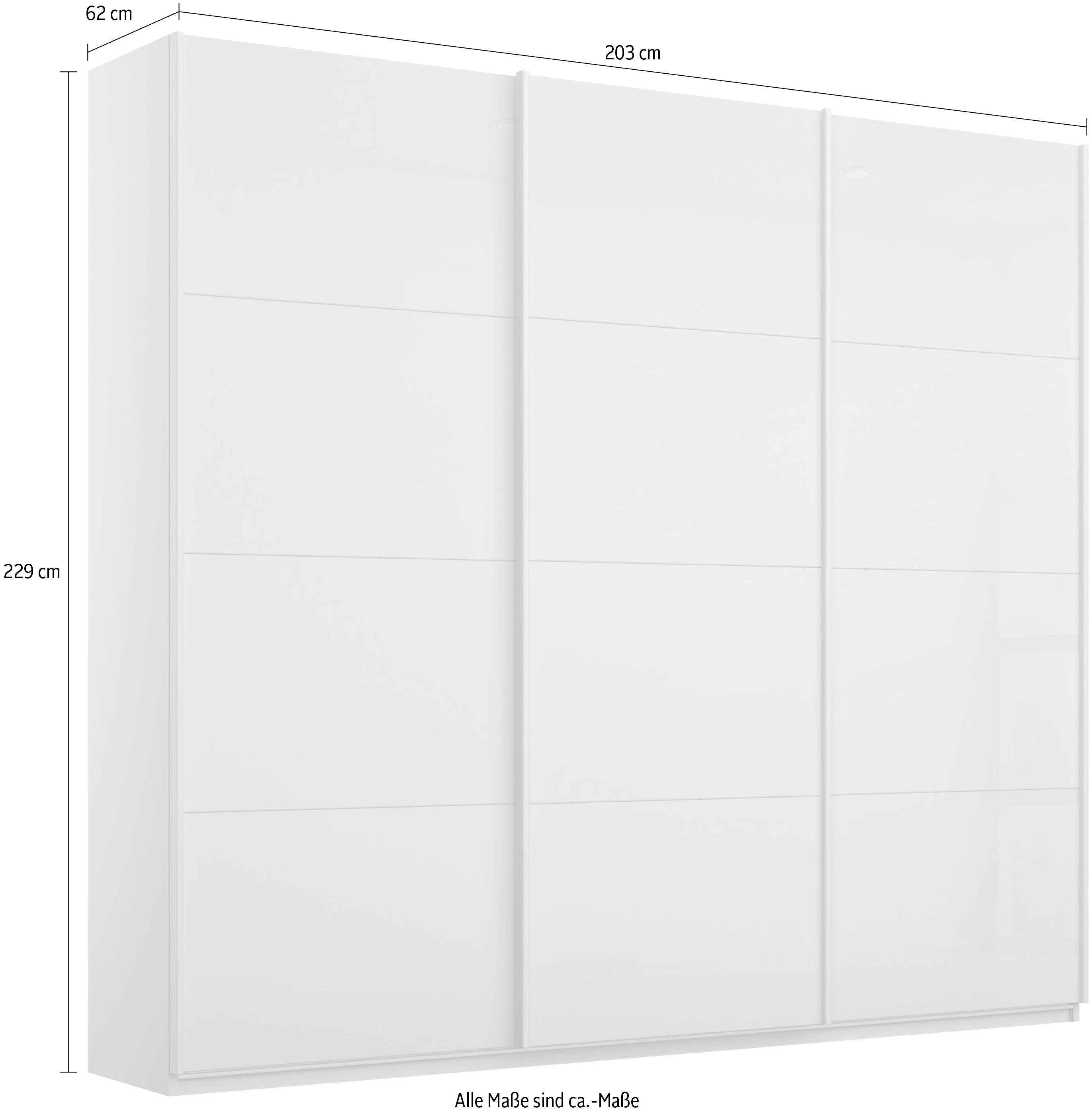 rauch Zweefdeurkast Koluna Glazen front, inclusief 2 lades en extra planken