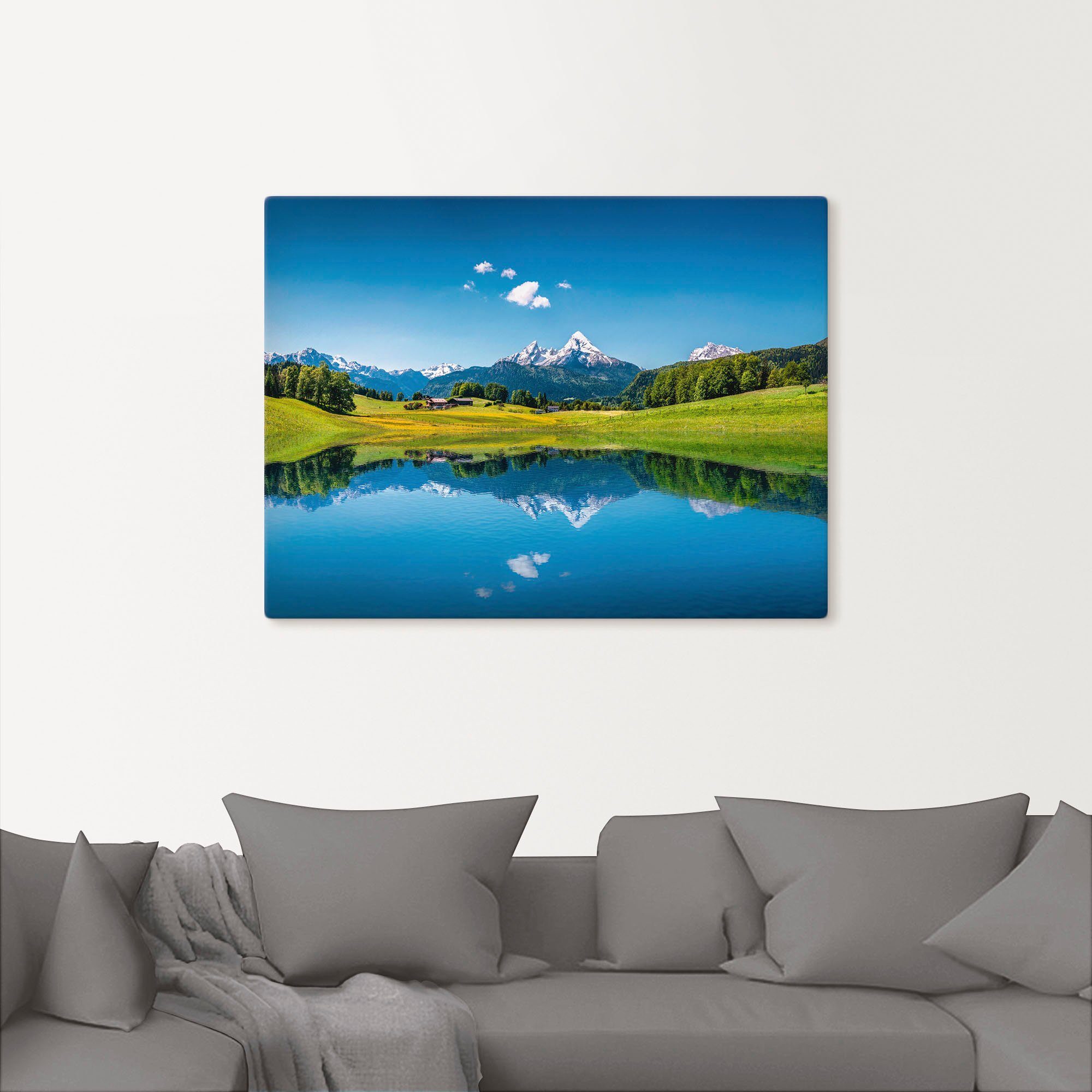 Artland Artprint Landschap in de Alpen als artprint van aluminium, artprint voor buiten, artprint op linnen, poster in verschillende maten. maten