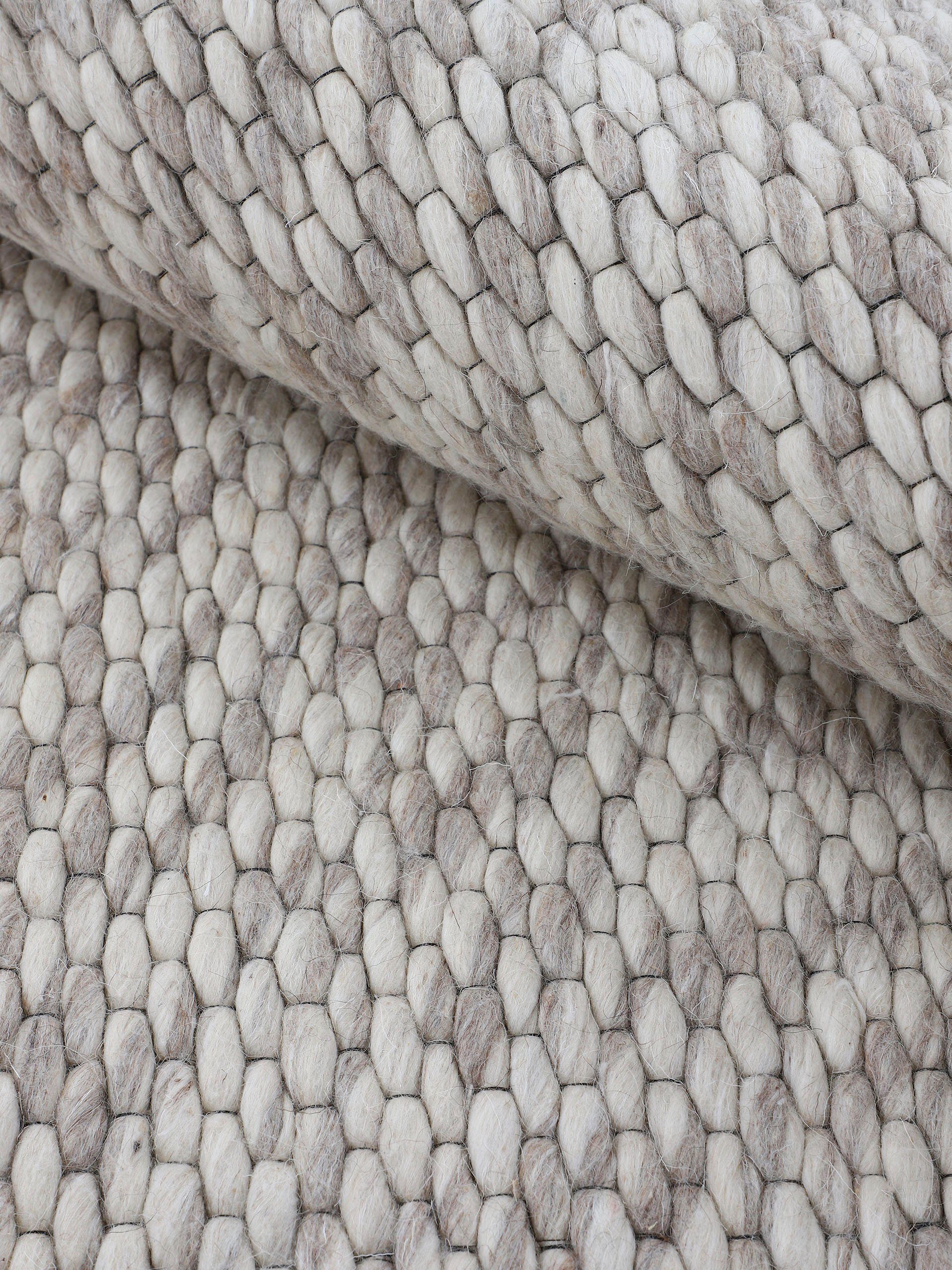 carpetfine Wollen kleed Sina grove structuur, tijdloos design, 100% wol, woonkamer