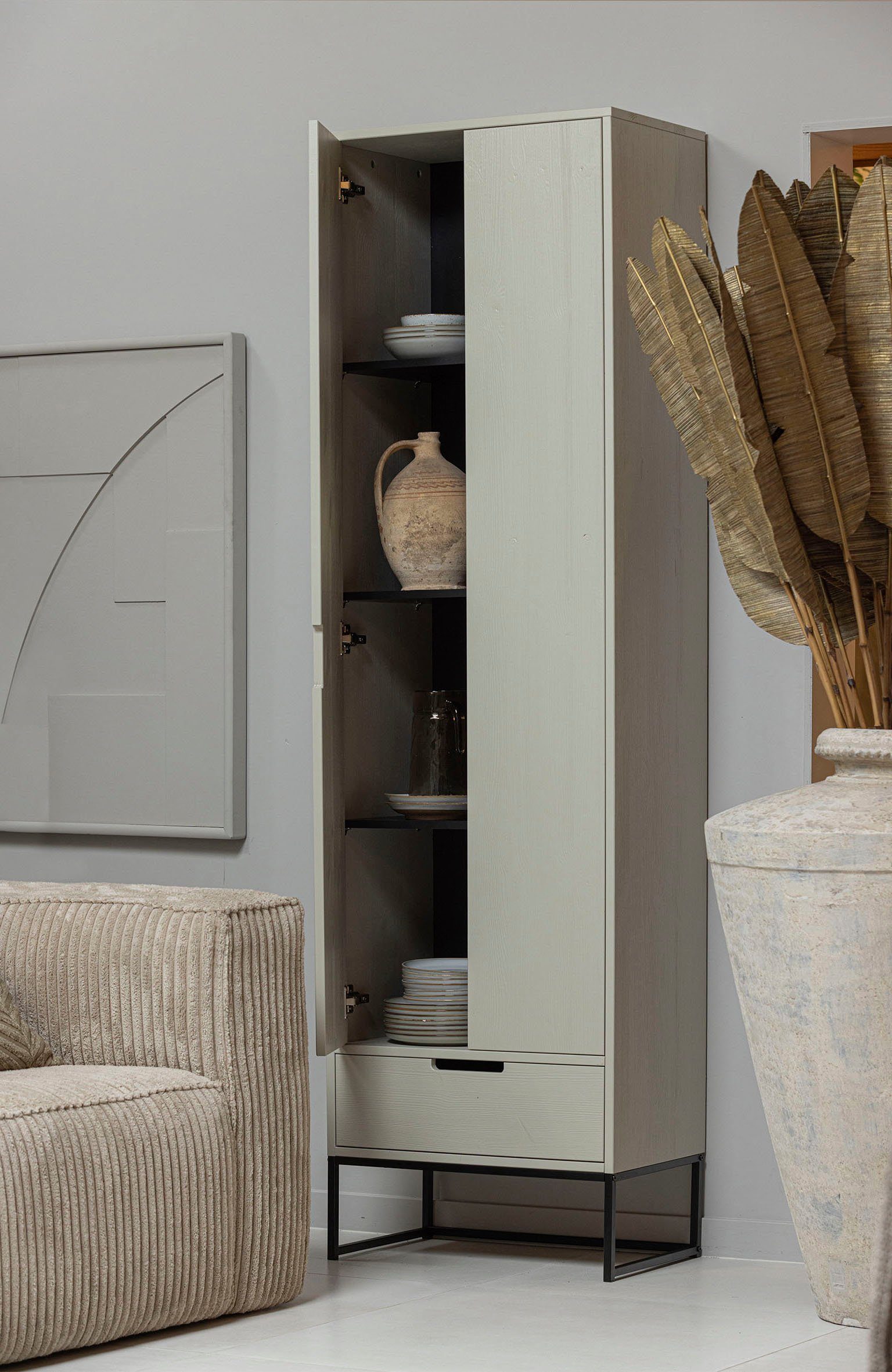 WOOOD Multifunctionele kast Silas H 210 cm x B 60 cm x D 36 cm