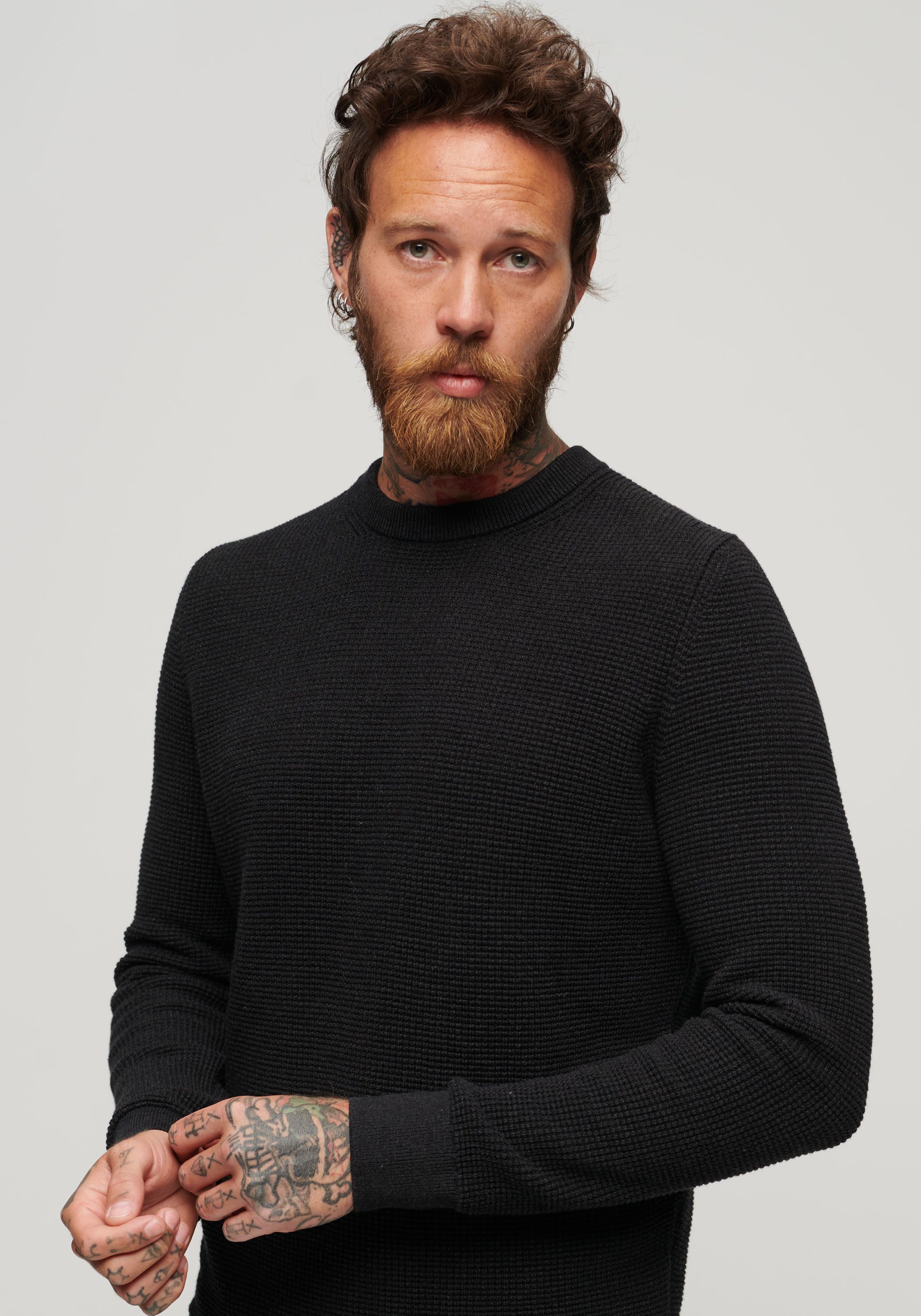 Superdry Gebreide trui TEXTURED CREW KNIT JUMPER met gestructureerd wafelbreipatroon