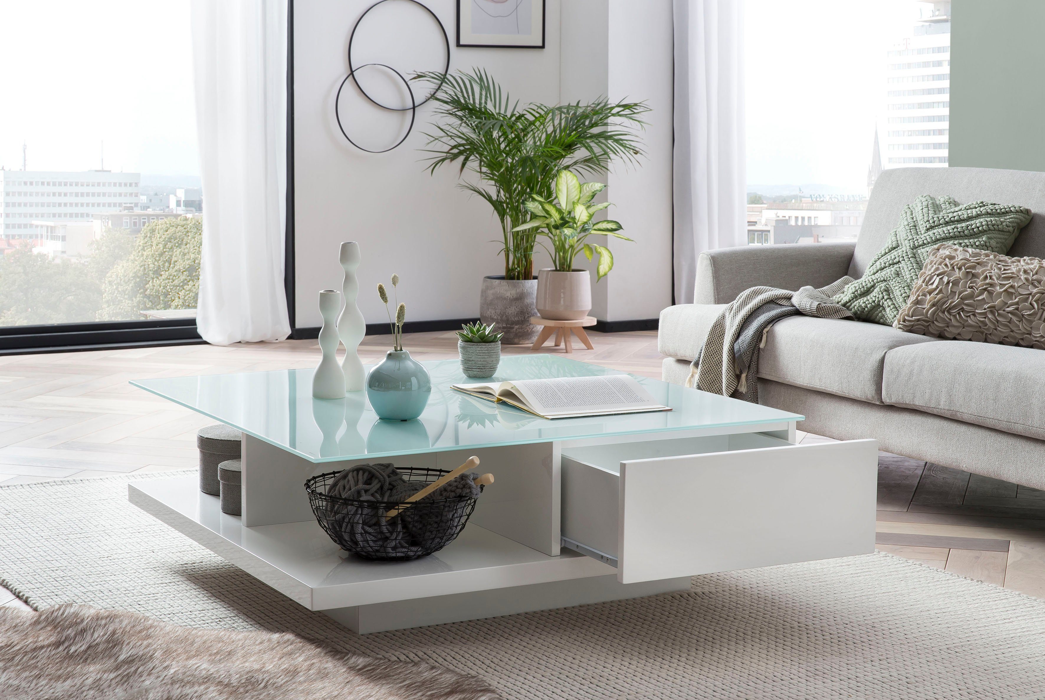 SalesFever Salontafel Tafelblad van gehard kristalglas