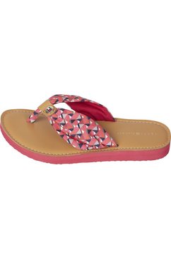 tommy hilfiger teenslippers th geo print flat beach sandal met patroon roze