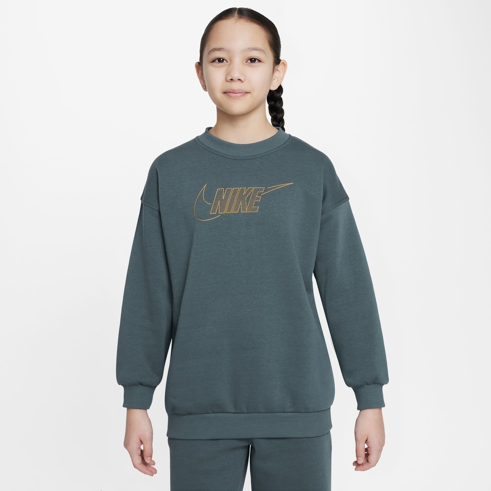 Nike Sportswear Sweatshirt CLUB FLEECE BIG KIDS' (GIRLS') CREWNECK TOP meisjes sweatshirts maat S (128/134) groen