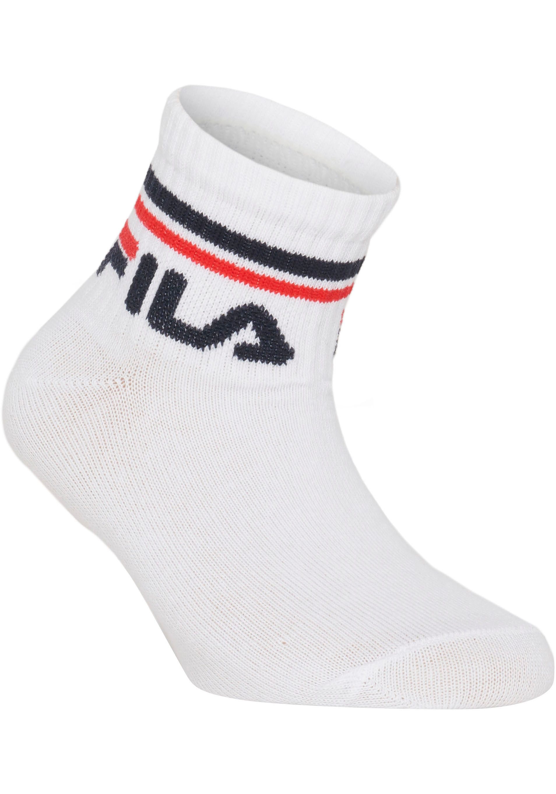 Fila Korte sokken JUNIOR UNISEX QUARTER PLAIN SOCKS met gebreid logo in de ribband, kindersokken (set, 6 paar)