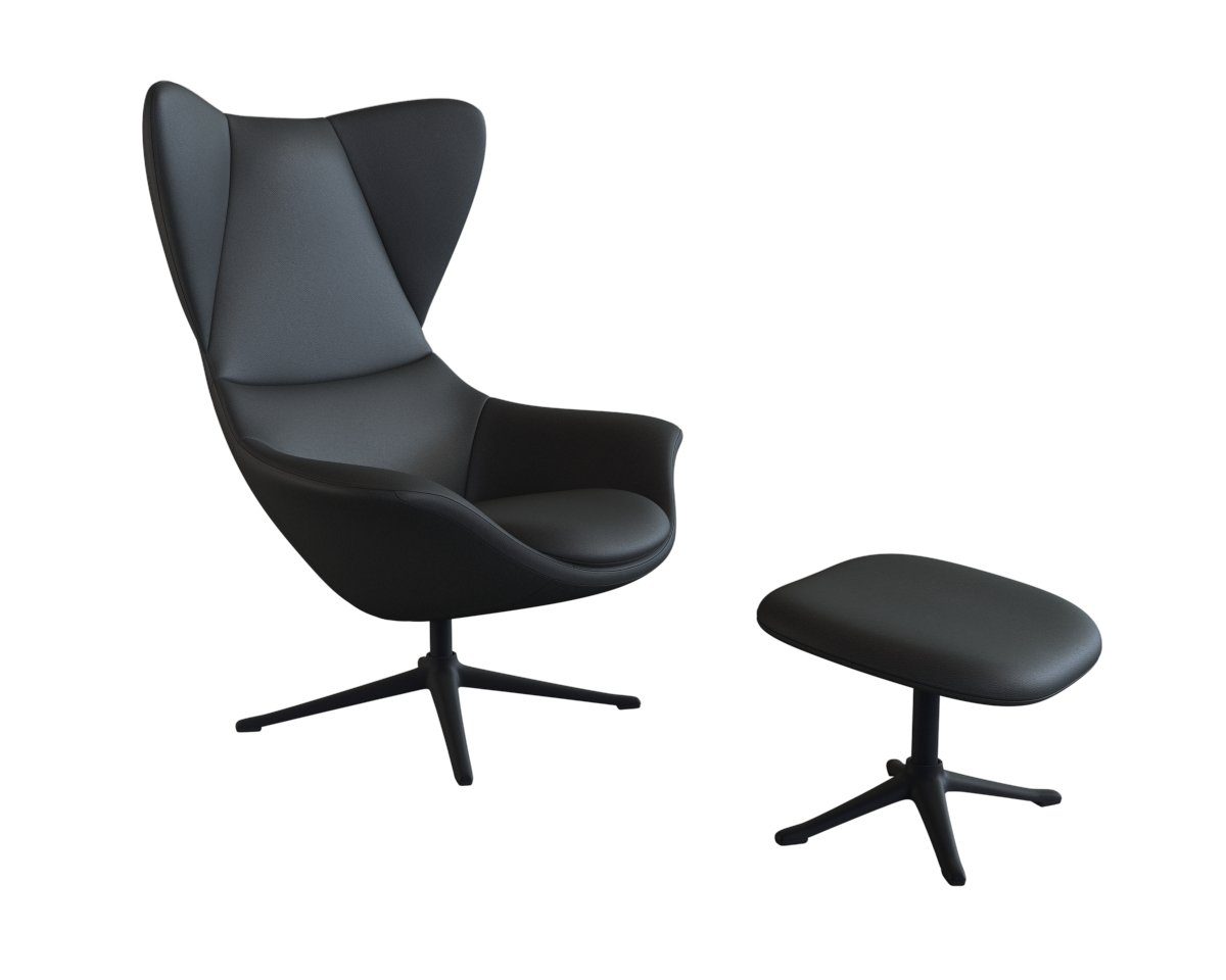 FLEXLUX Oorfauteuil Stilo relaxstoel, TV-stoel Solitaire, stijlicoon, draaibaar, zwarte poot