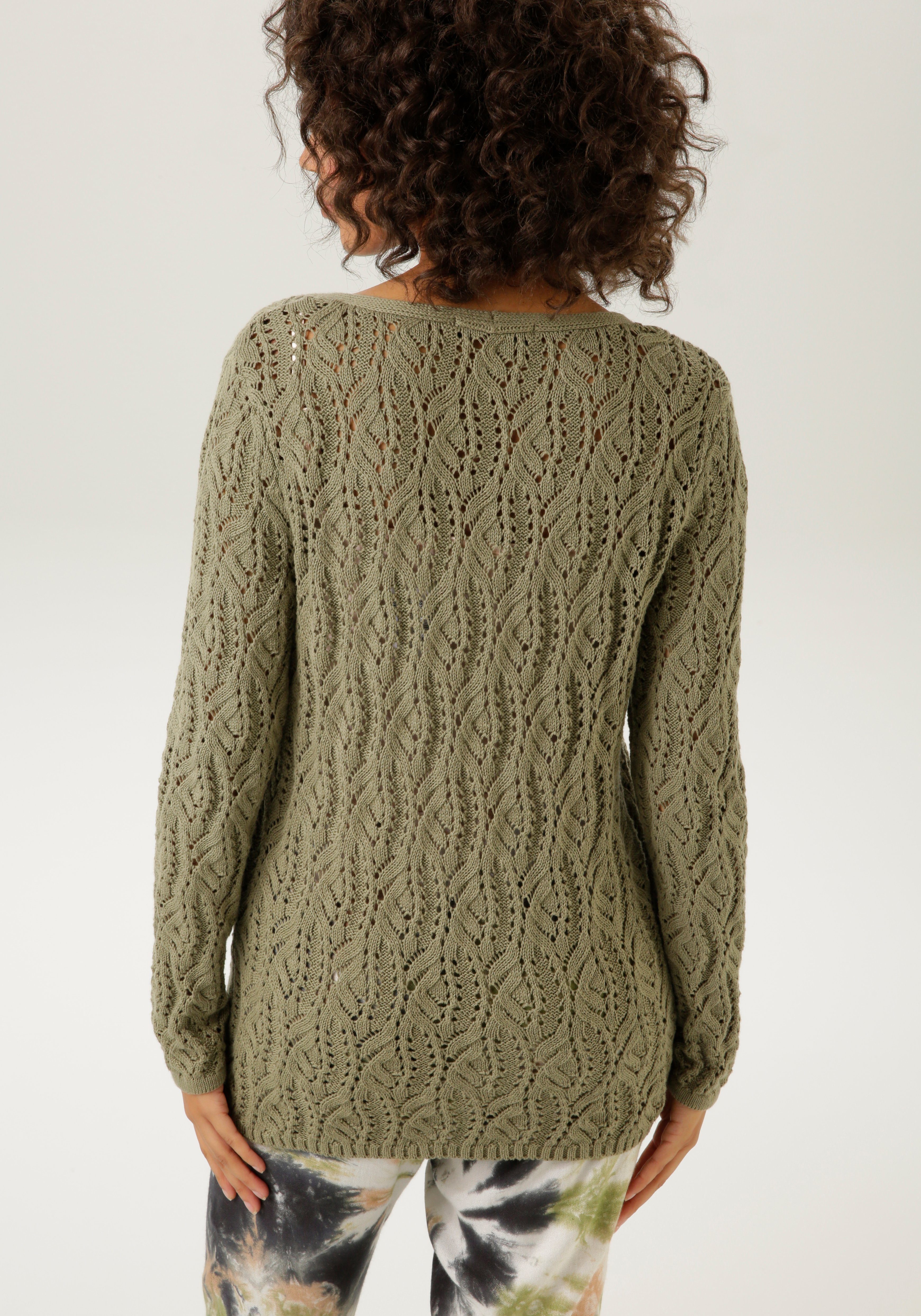 Aniston CASUAL Gebreide trui met trendy ajour-patroon