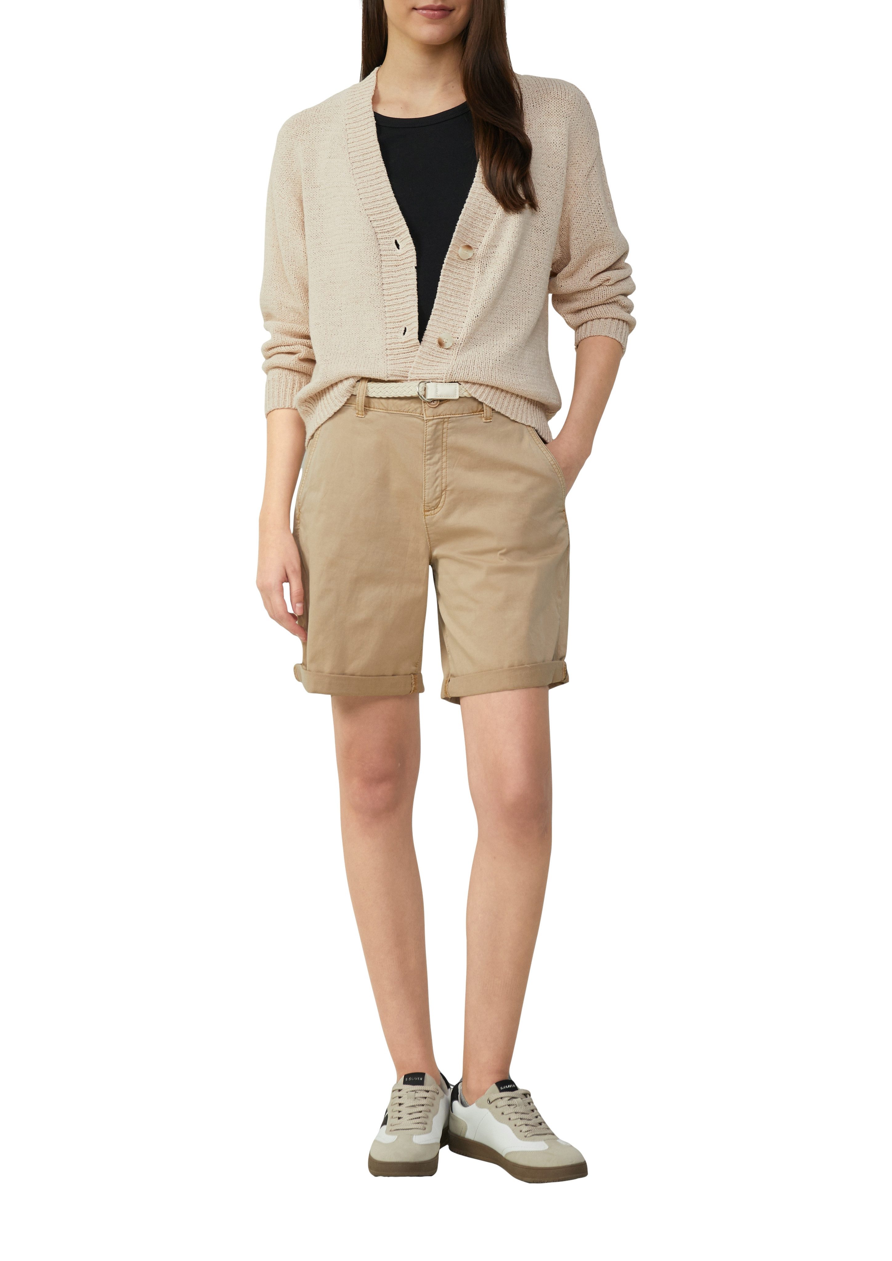 s.Oliver Chino-short met gevlochten riem
