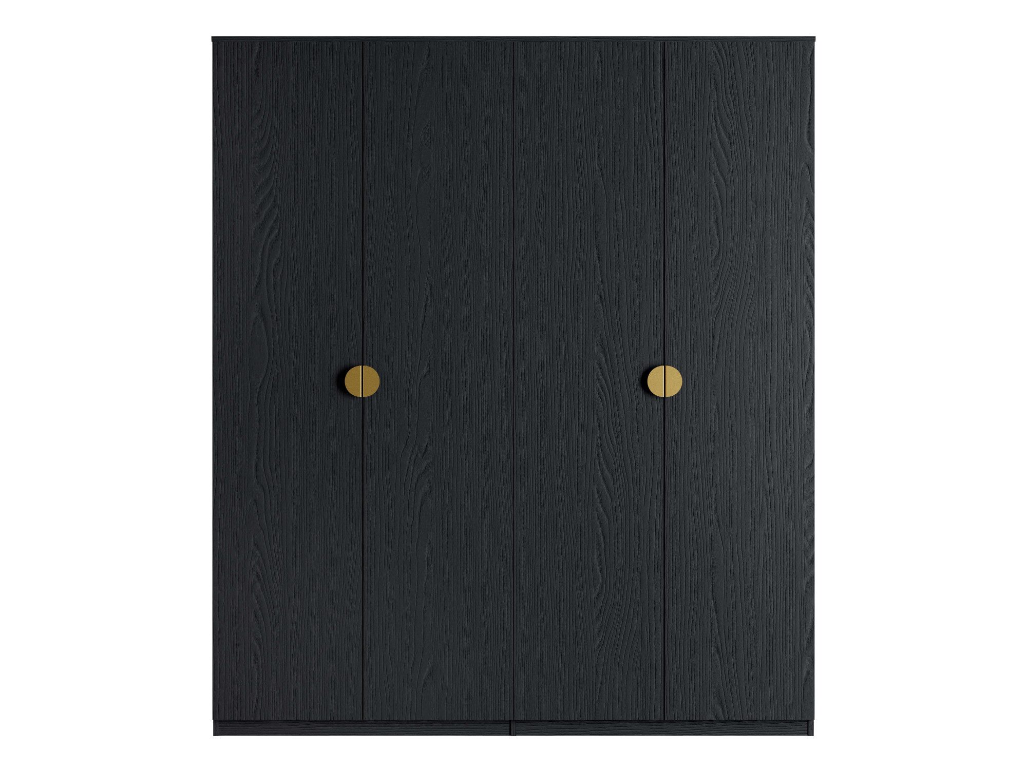 Leonique Kledingkast Bellot met 4 inlegplanken en 2 kledingstangen Garderobe met 4 draaideuren en goudkleurige handgrepen, BxDxH 180x59x209 cm