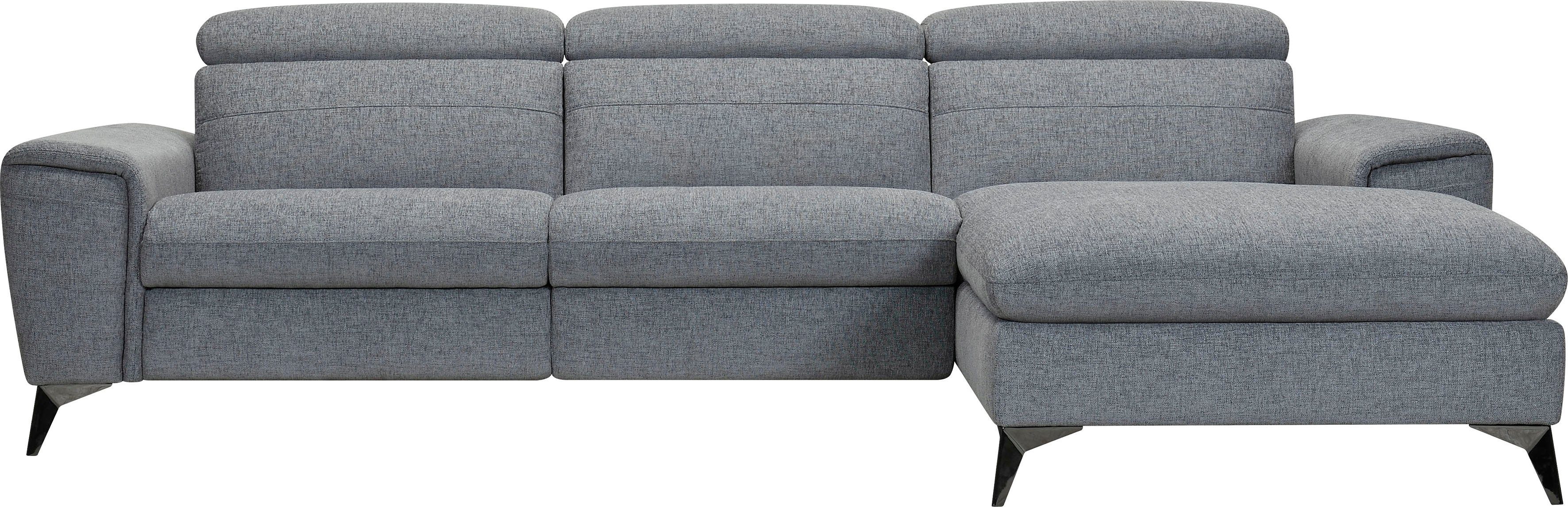 Places of Style Hoekbank Theron, L-vorm, 263 cm, elektrische relaxfunctie, usb-aansluiting, handmatig verstelbaar hoofdeind