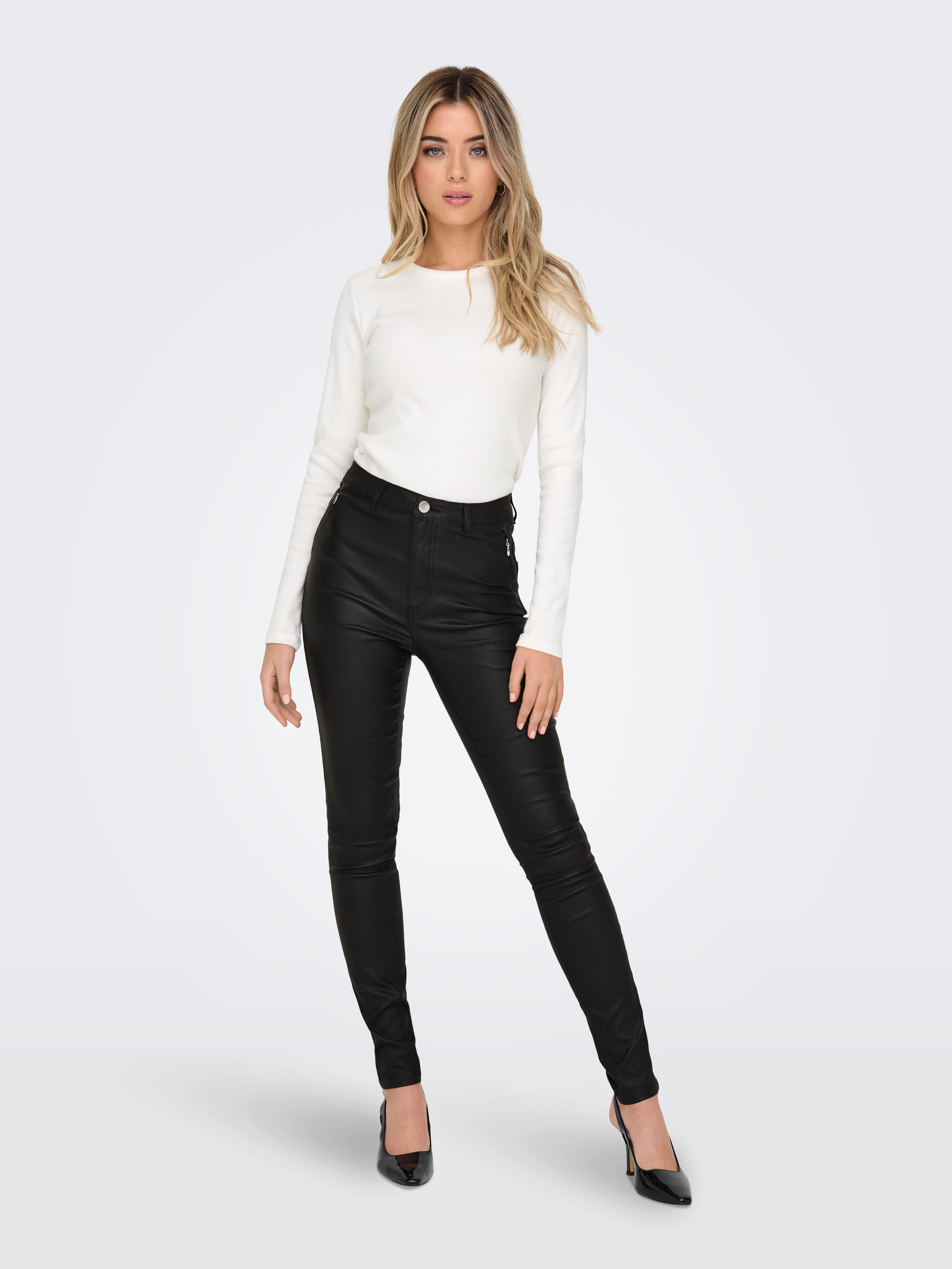 Only Imitatieleren broek ONLELSIE-NYA LIFE HW ZIP SK COAT CC PNT