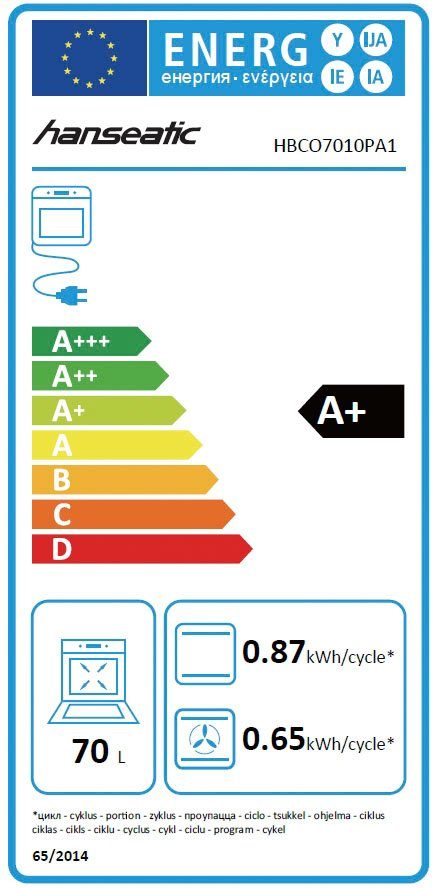 Hanseatic Inbouw elektrisch fornuisset HBCO7010PA1 + HC46066CB Levering zonder aansluitsnoer (elektricien vereist voor aansluiting)