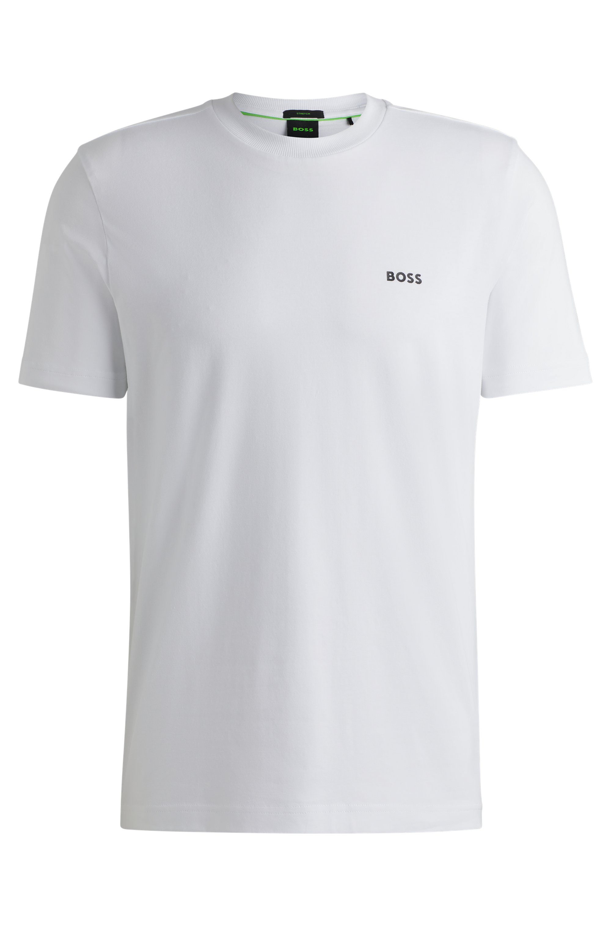 BOSS GREEN Shirt met ronde hals Thee met gegomd contrast-logo