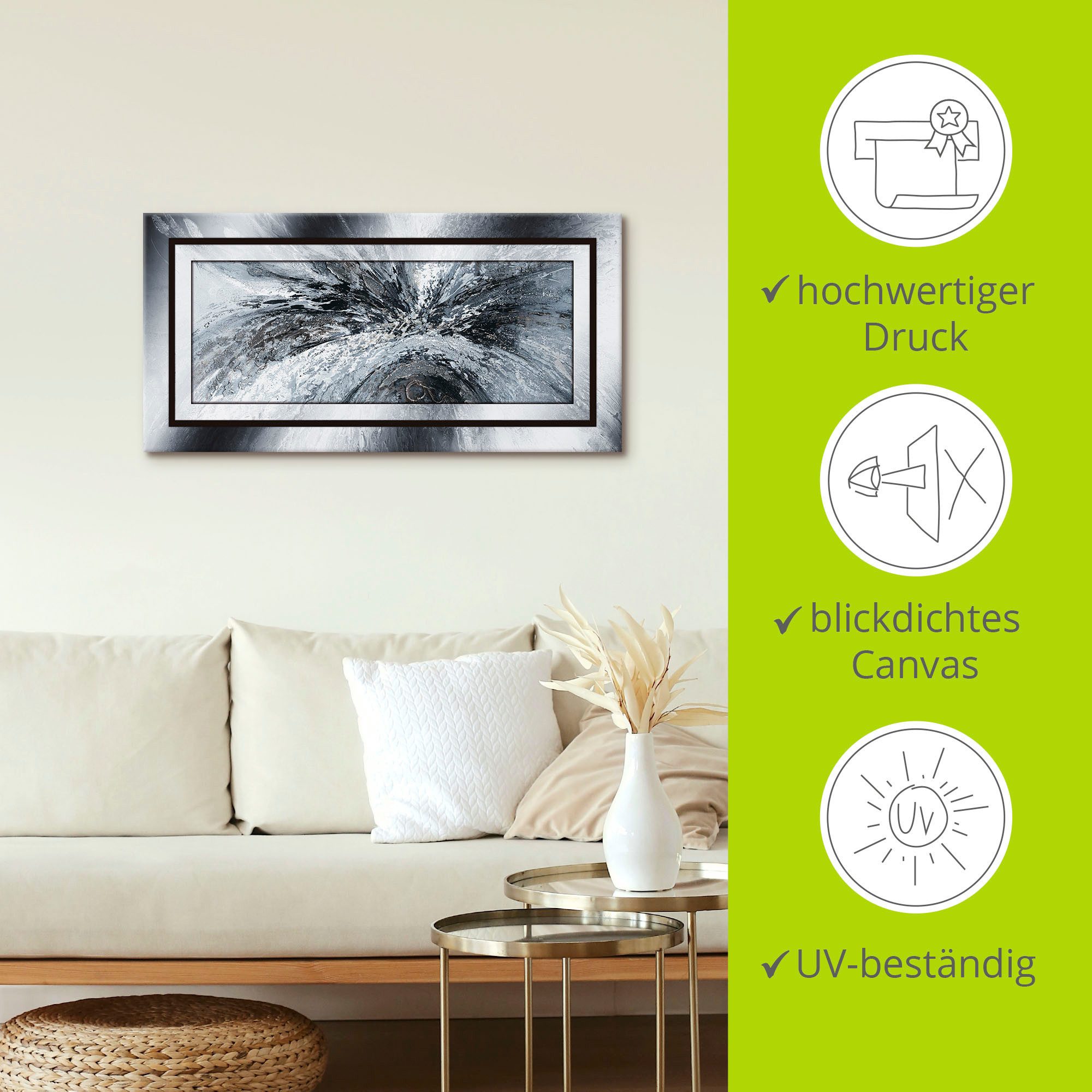 Artland Artprint Zwart - wit Abstract 1 als artprint van aluminium, artprint voor buiten, artprint op linnen, poster in verschillende maten. maten