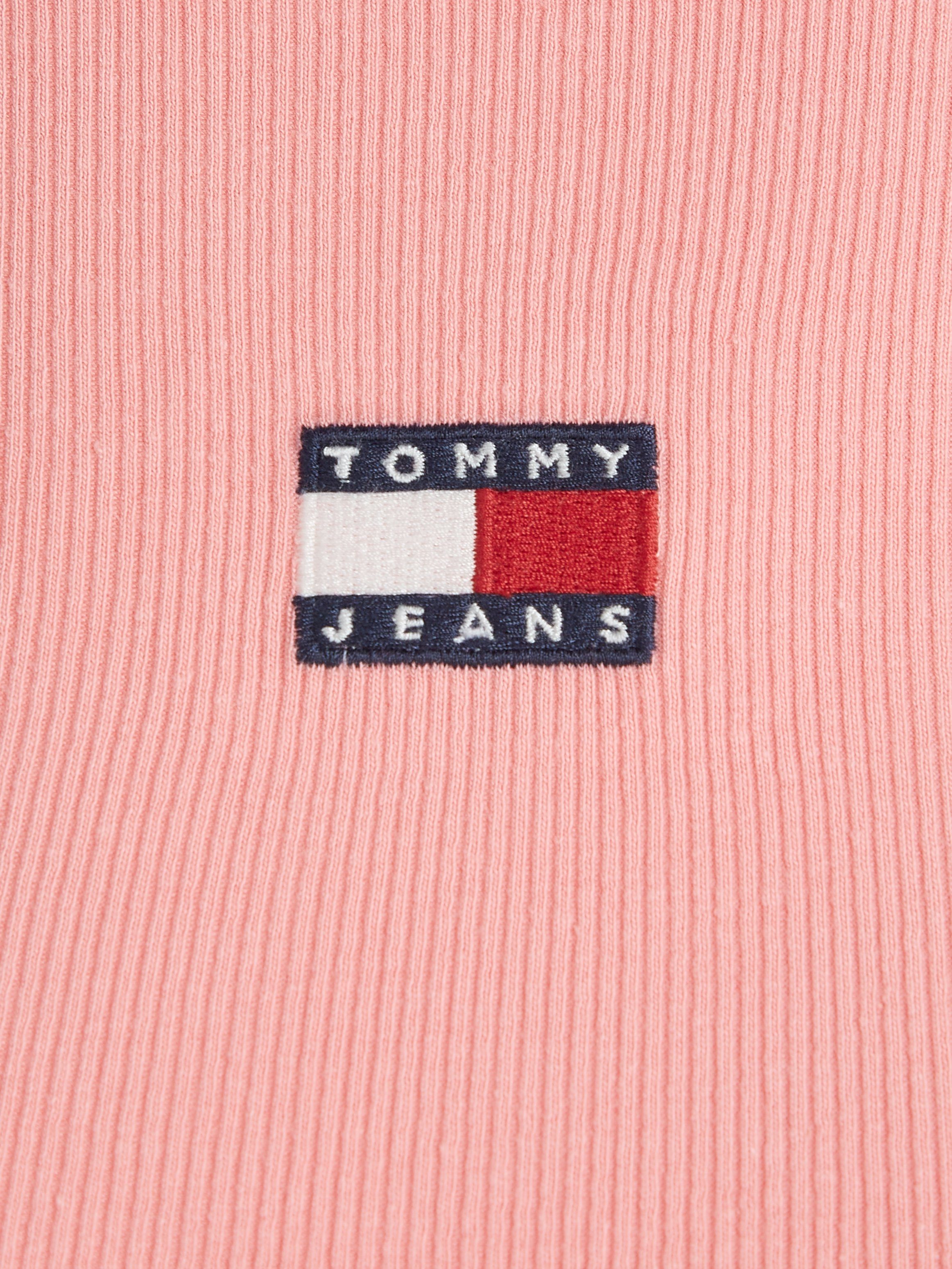 TOMMY JEANS Shirt met ronde hals TJW SLIM BADGE RIB TEE met -logoborduursel