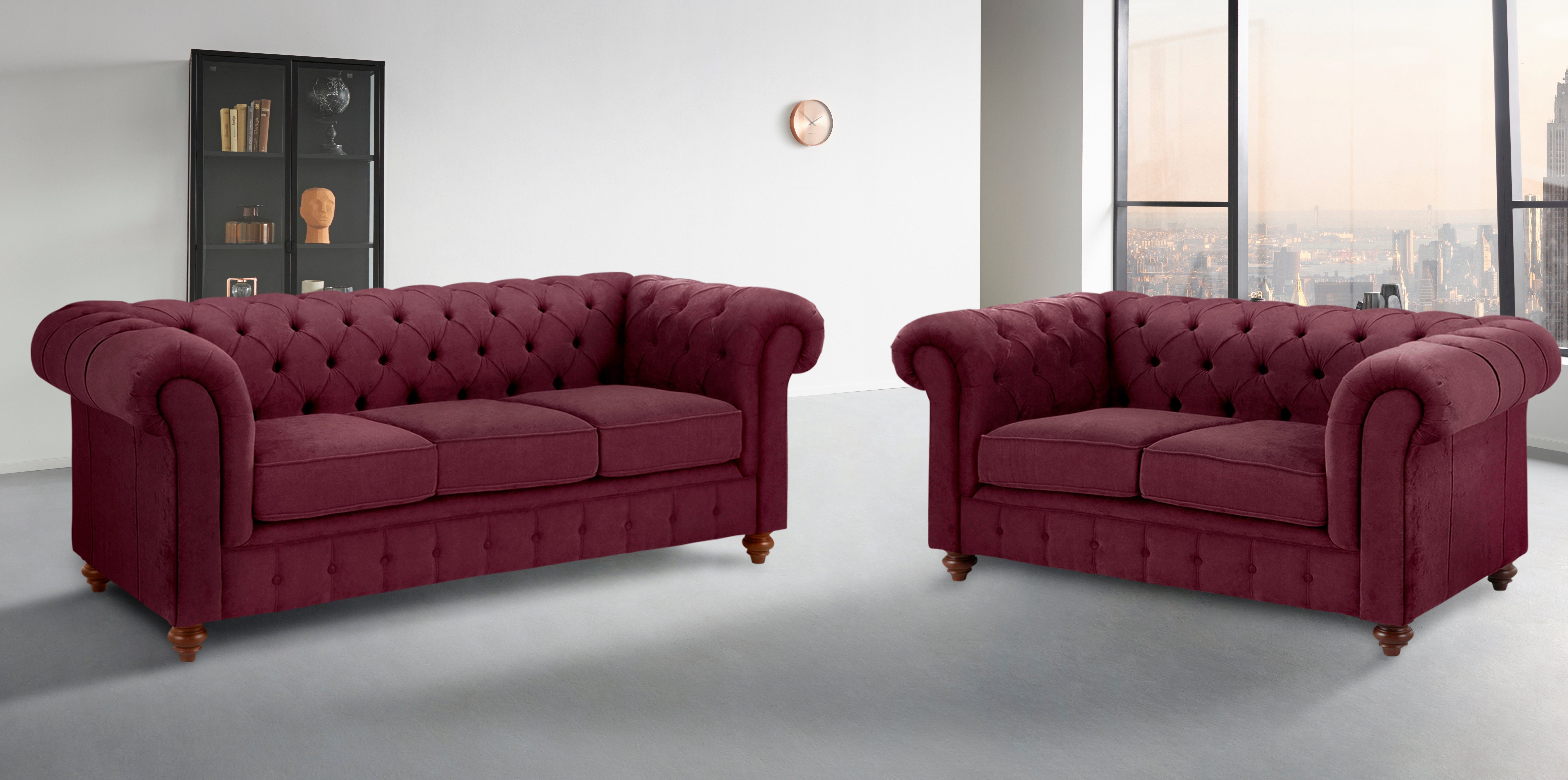 Home affaire Zithoek CHESTERFIELD hoogwaardige knoopdetails, bestaande uit 2- en 3-zitsbank (2-delig)
