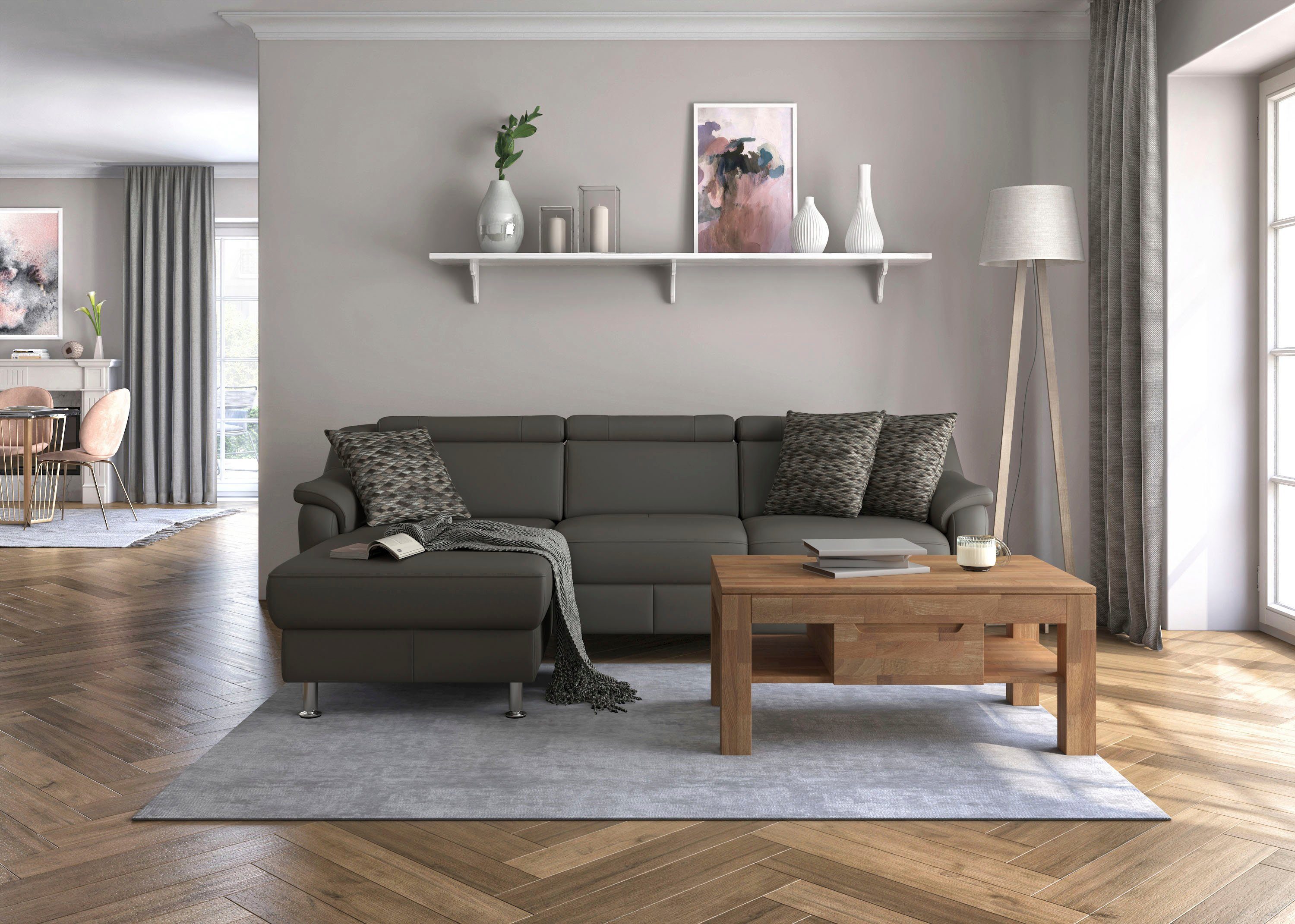 sit&more Hoekbank Freetown L-vorm met verstelbare hoofdsteun en comfortabele binnenvering