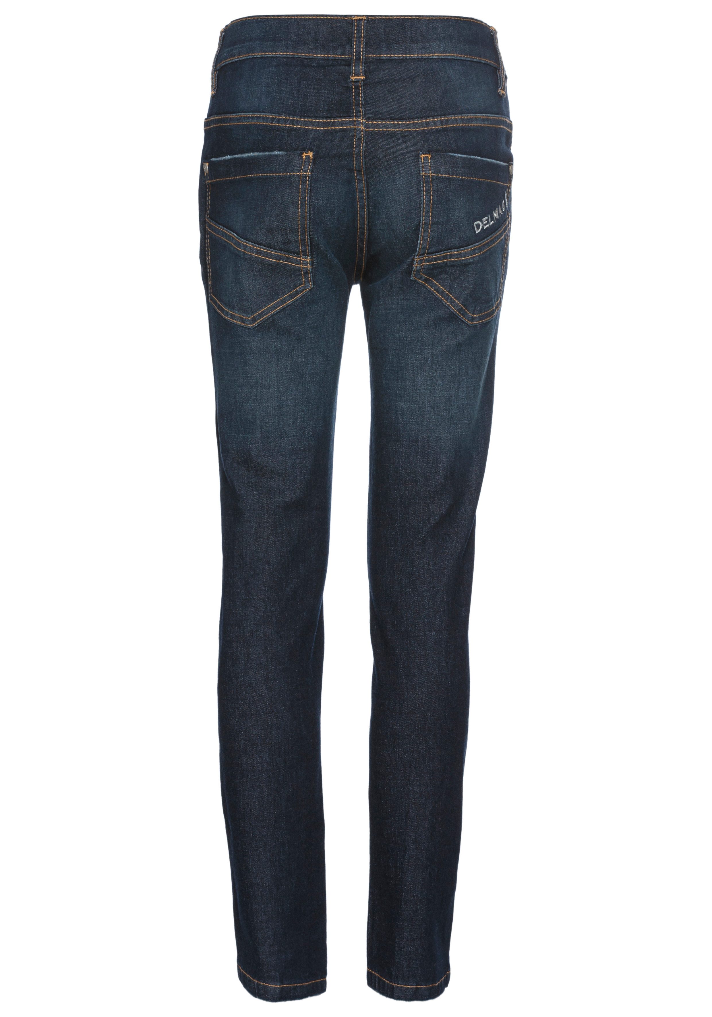 DELMAO Stretch jeans Straight-fit jeans for boys elastisch materiaal used-look-wassing lage taille