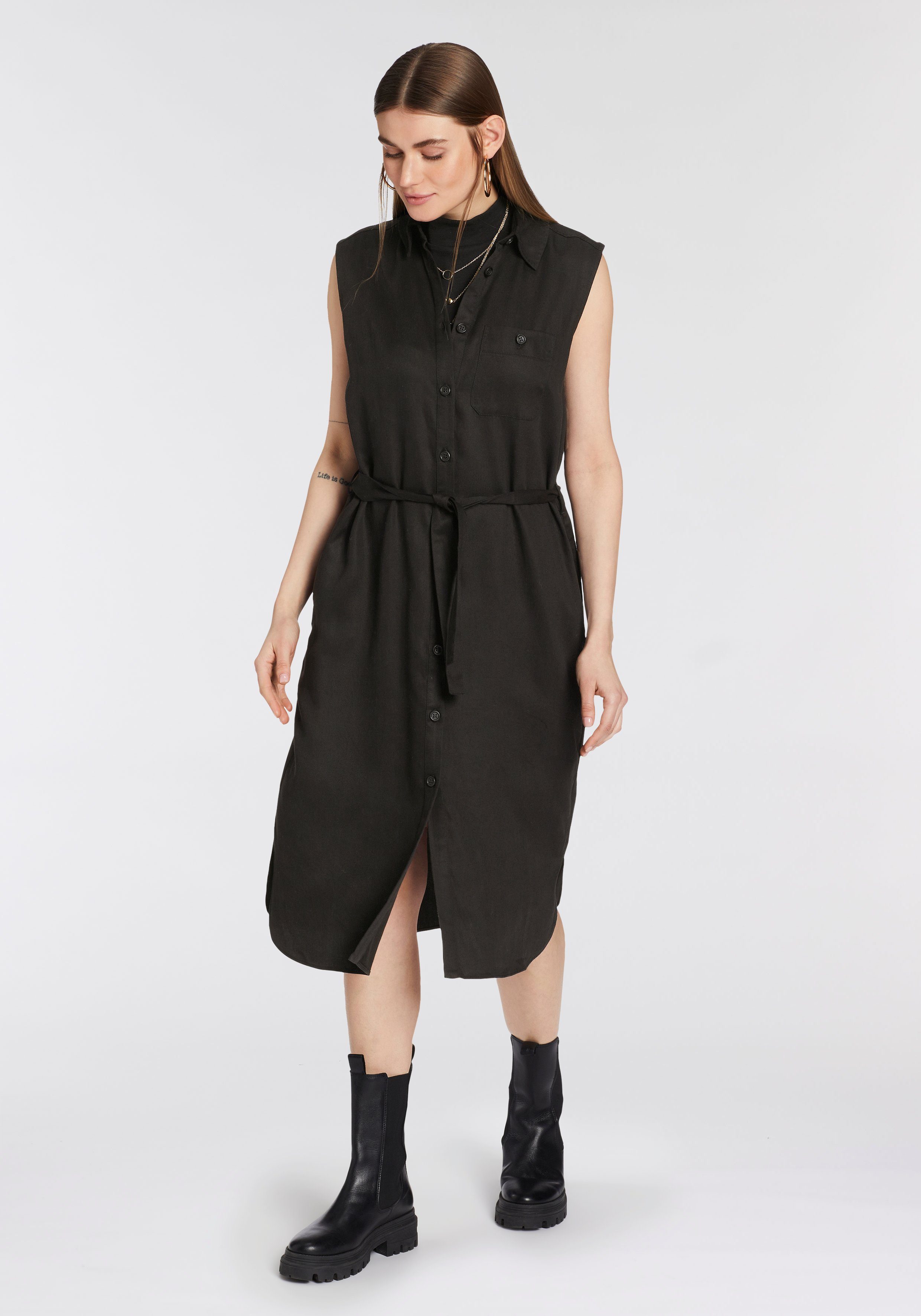OTTO products Blousejurk Circular Collection midi-lengte mouwloos van lyocell (tencel™) met bindceintuur