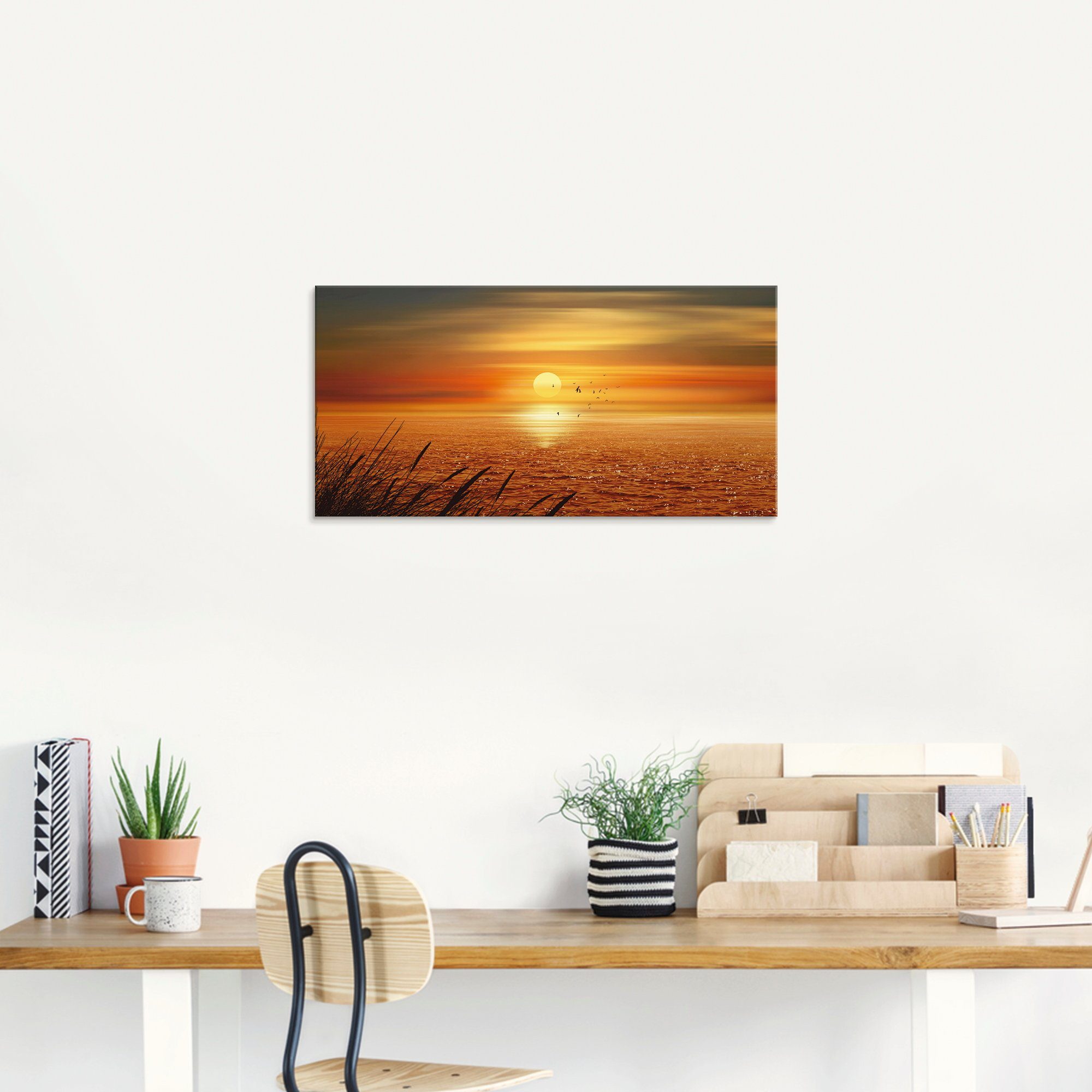 Artland Print op glas Zonsondergang boven de zee