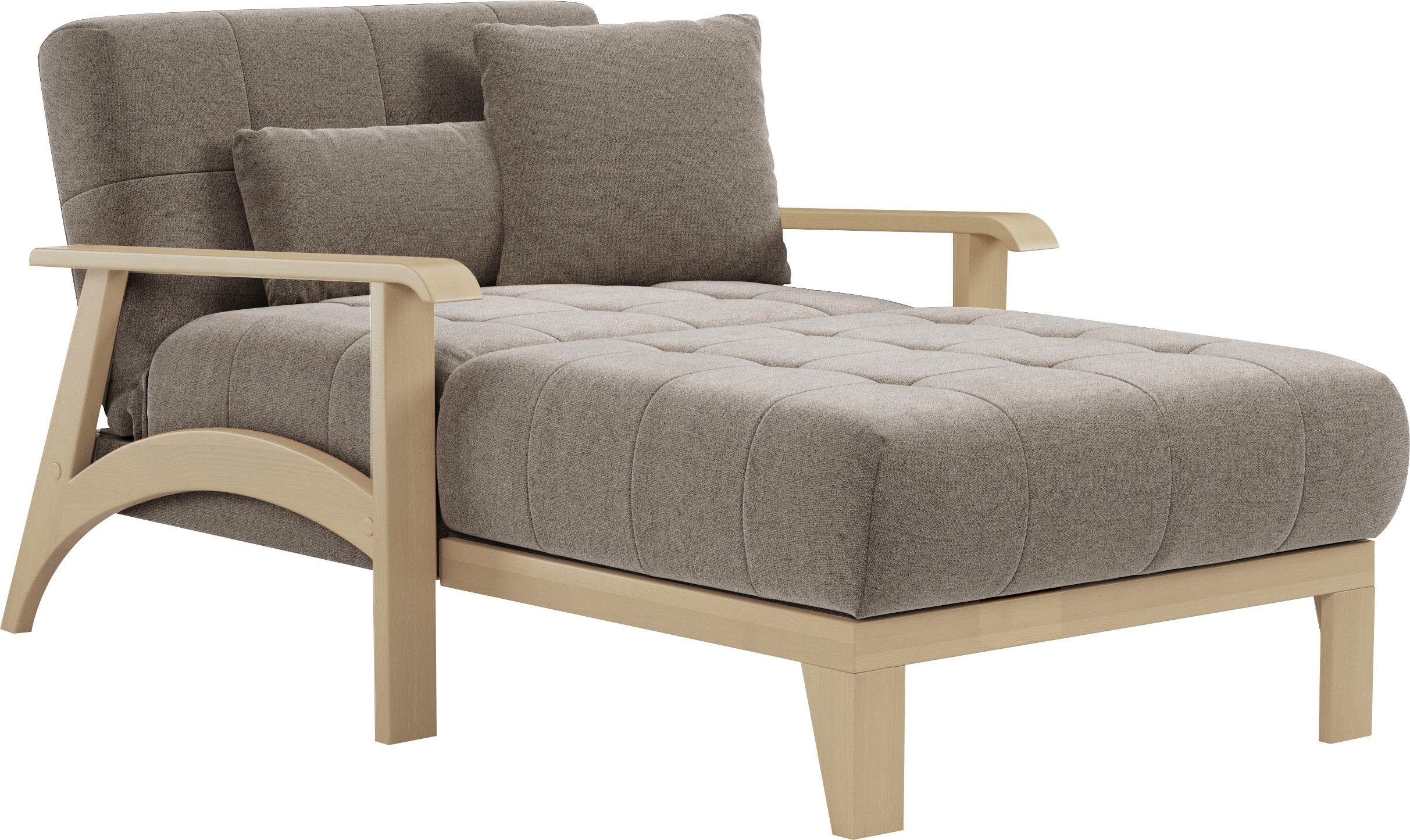 sit&more Récamier Billund Armleuningen van natuurlijk beukenhout, verschillende bekledingen en kleuren