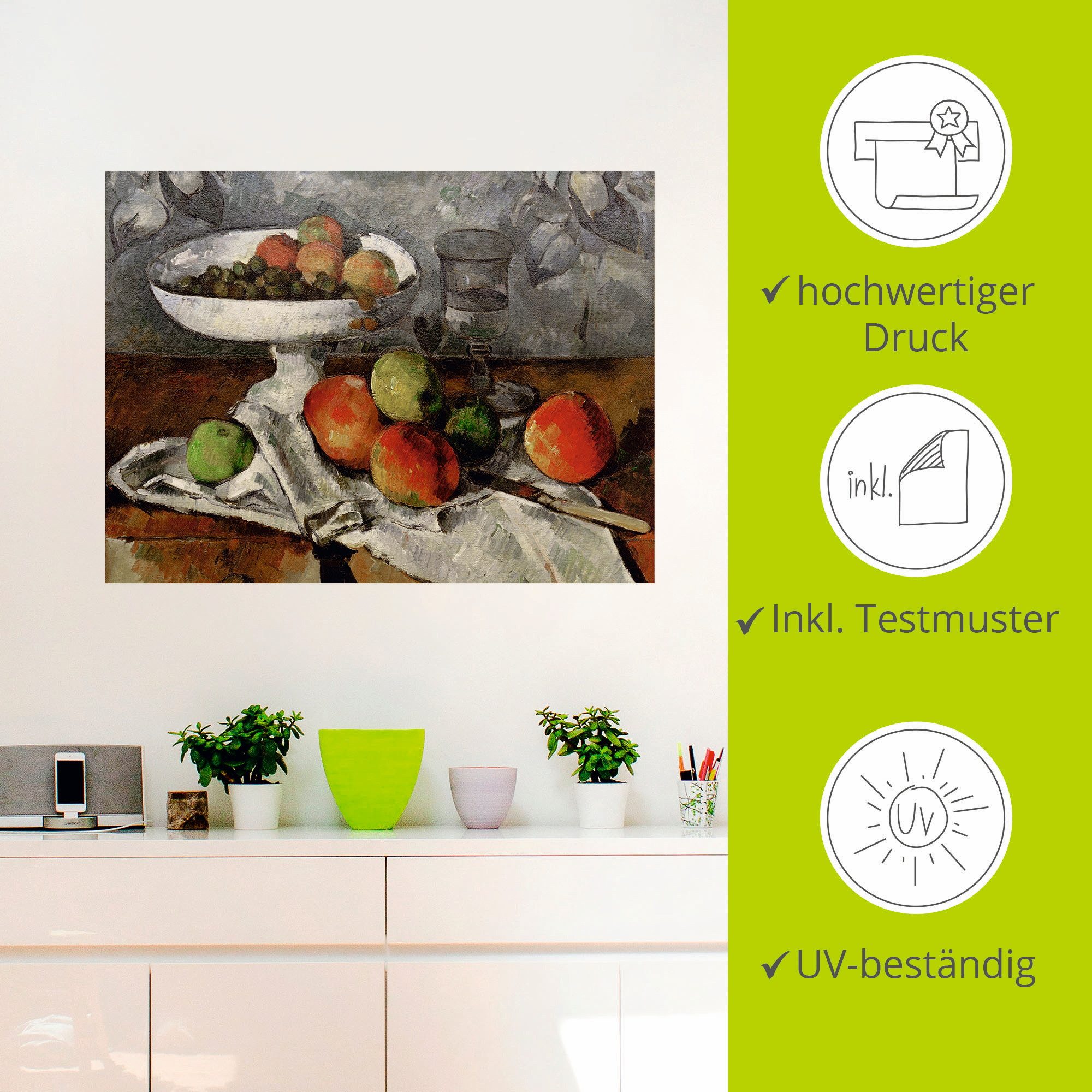 Artland Artprint Stilleven met fruitschaal als poster, muursticker in verschillende maten