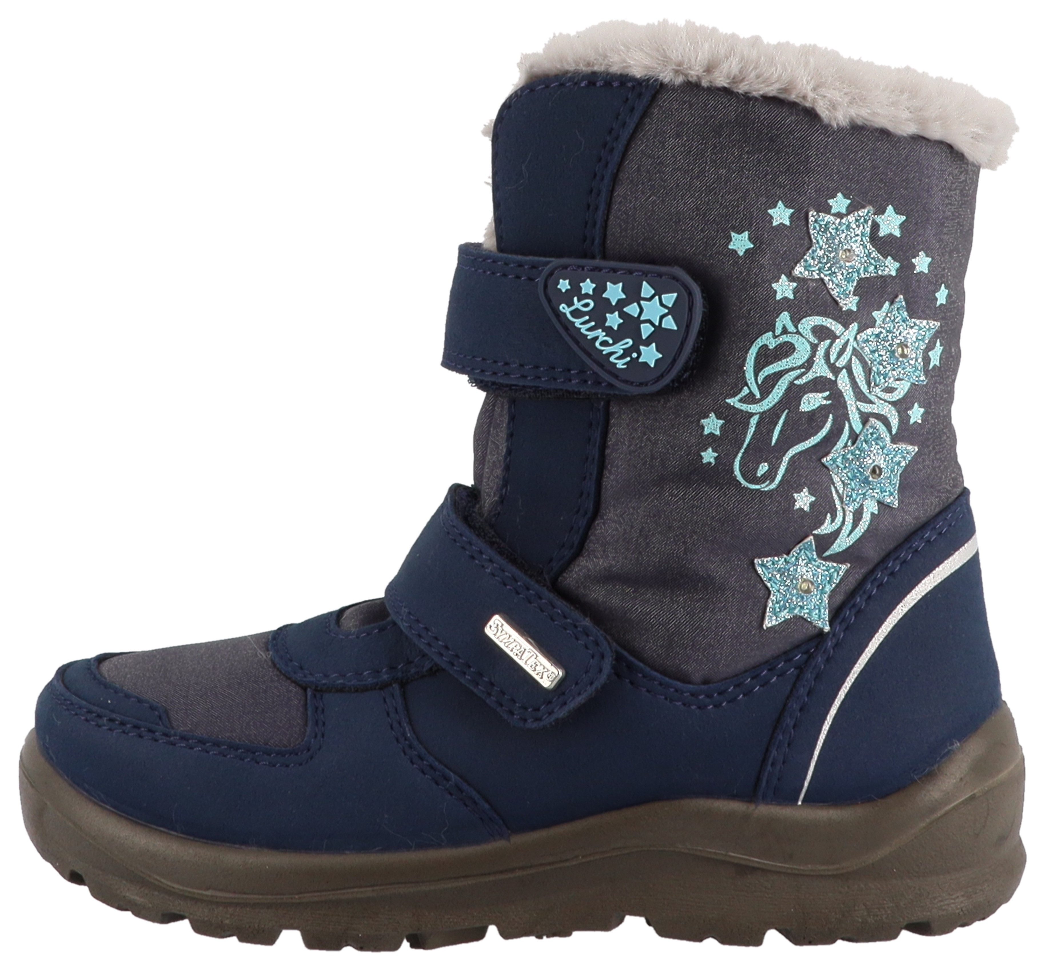Lurchi Winterlaarzen Kasandra SYMPATEX Klittenbandboots met glitter, maatsjabloon om te downloaden
