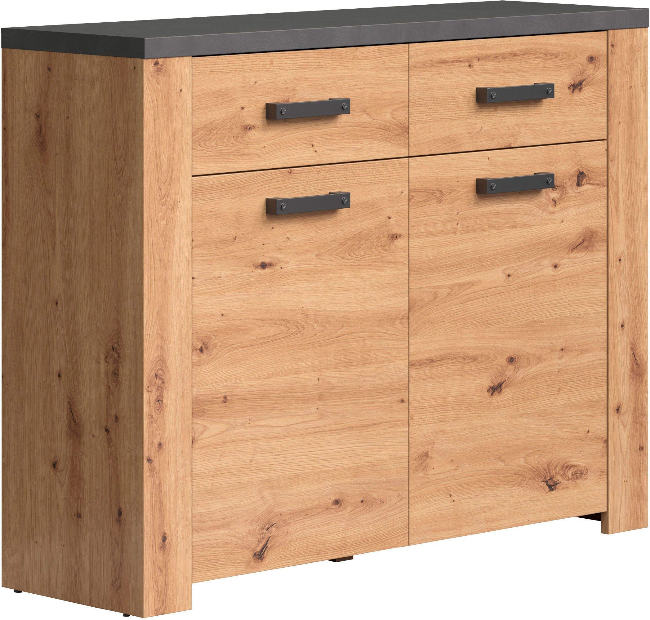 Home affaire Kast Ambres mat echt-hout-look, ca.-afm. bxh: 116x91 cm, lichtbruin, smal (1 stuk)